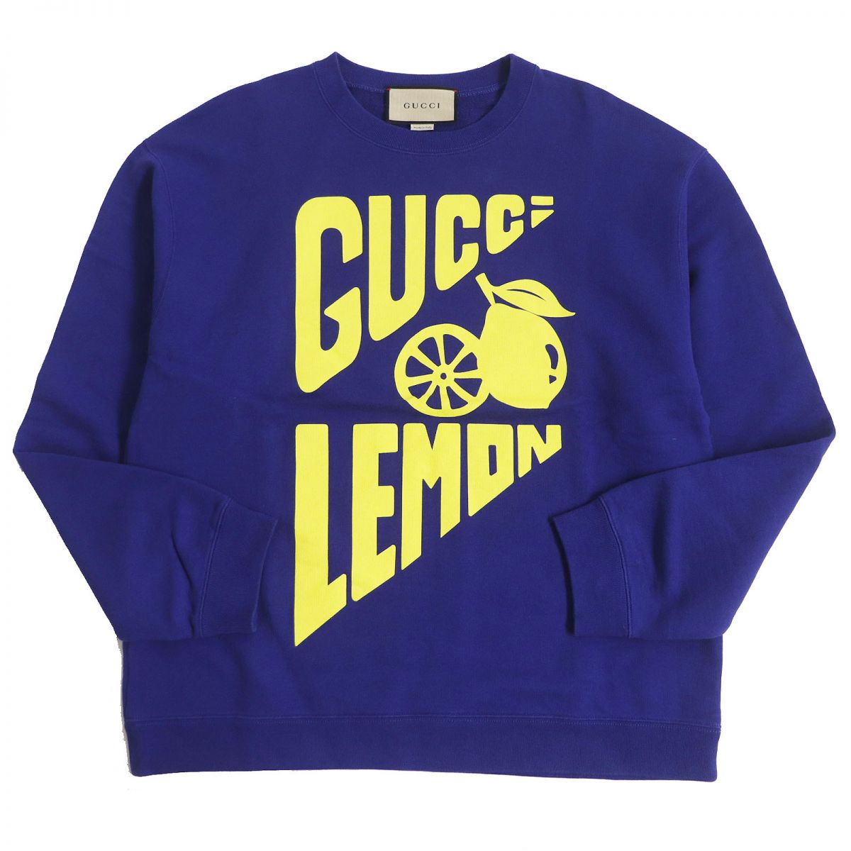 Gucci Lemon Print Cotton Sweatshirt Blue S