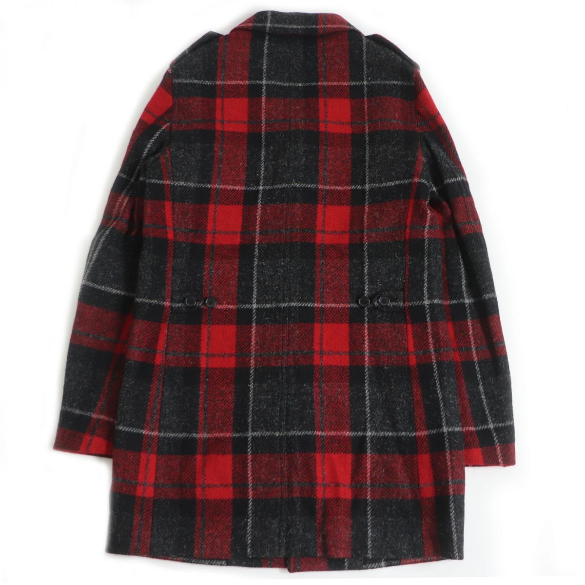 Saint Laurent Tartan Wool Coat Red Size 44