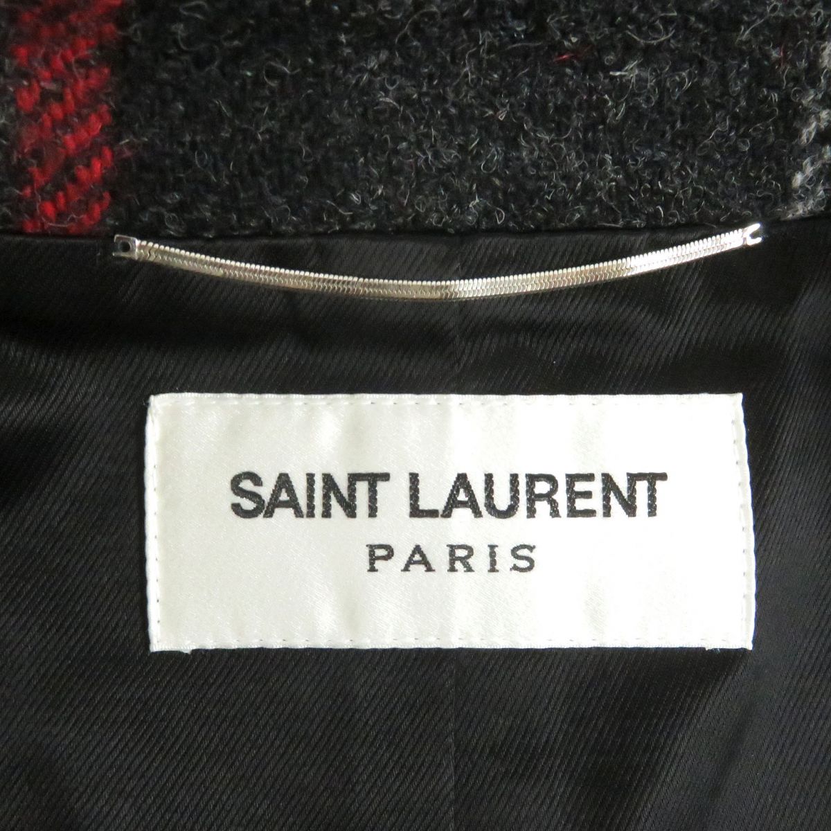 Saint Laurent Tartan Wool Coat Red Size 44