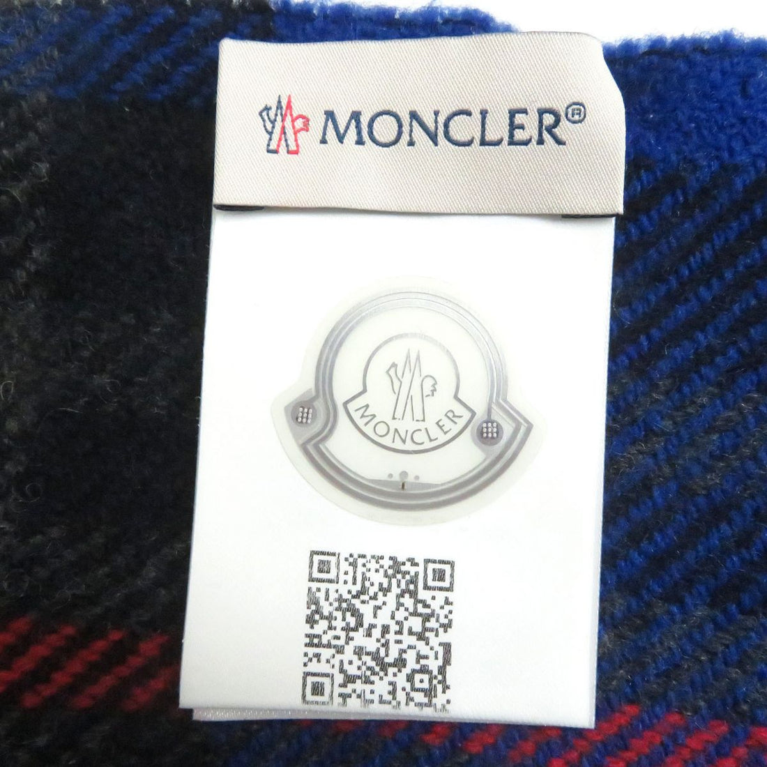 Moncler Tartan Check Fringe Scarf Blue