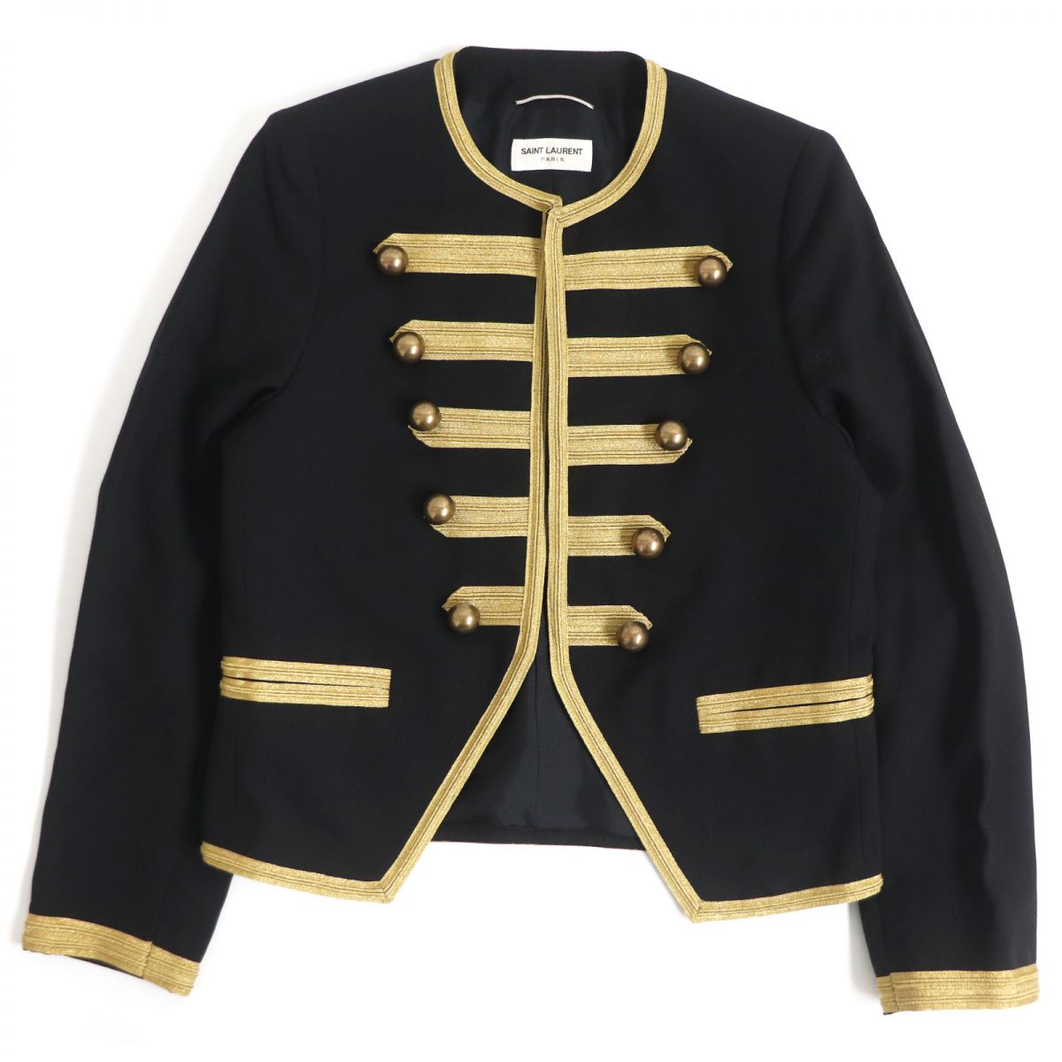 Saint Laurent Cropped Officer Jacket Black Gold