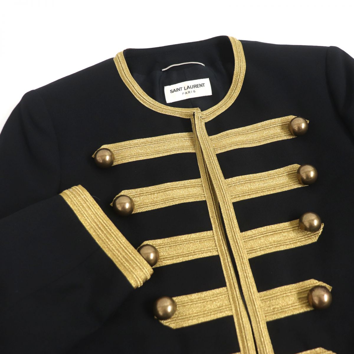 Saint Laurent Cropped Officer Jacket Black Gold