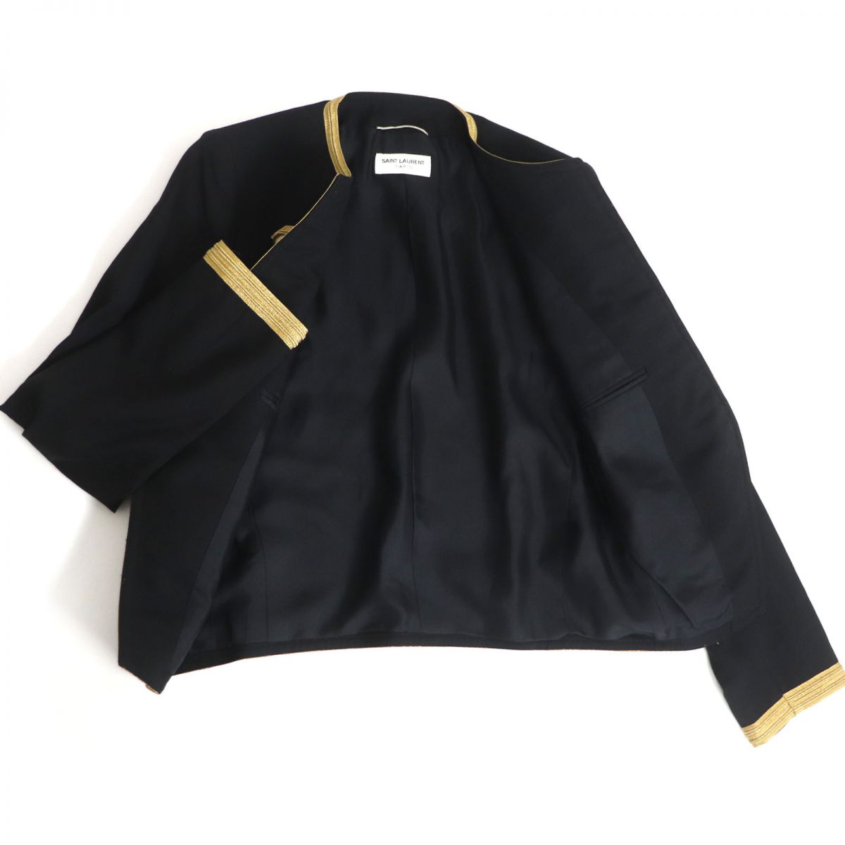 Saint Laurent Cropped Officer Jacket Black Gold