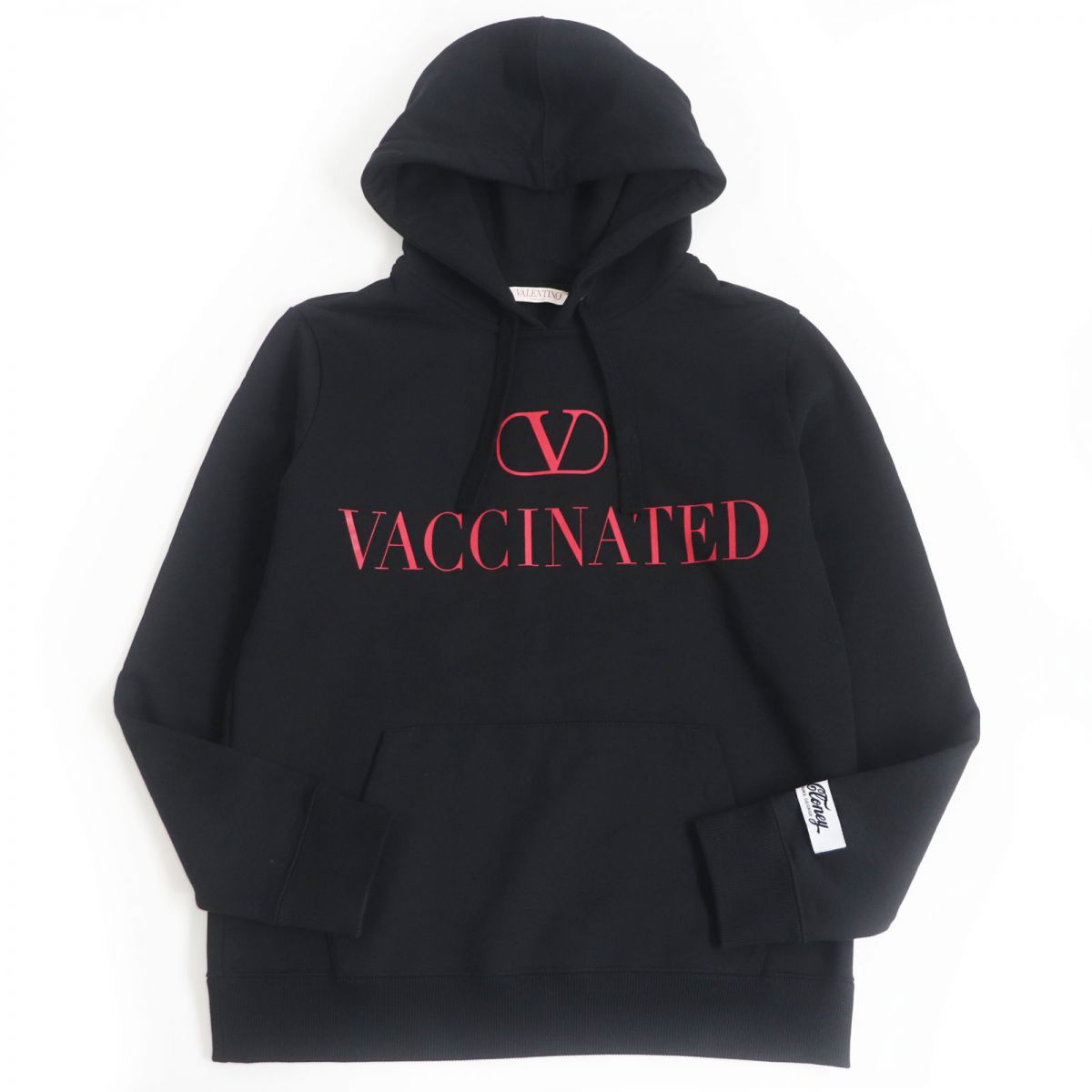 Valentino VACCINATED Logo Hoodie XS Black