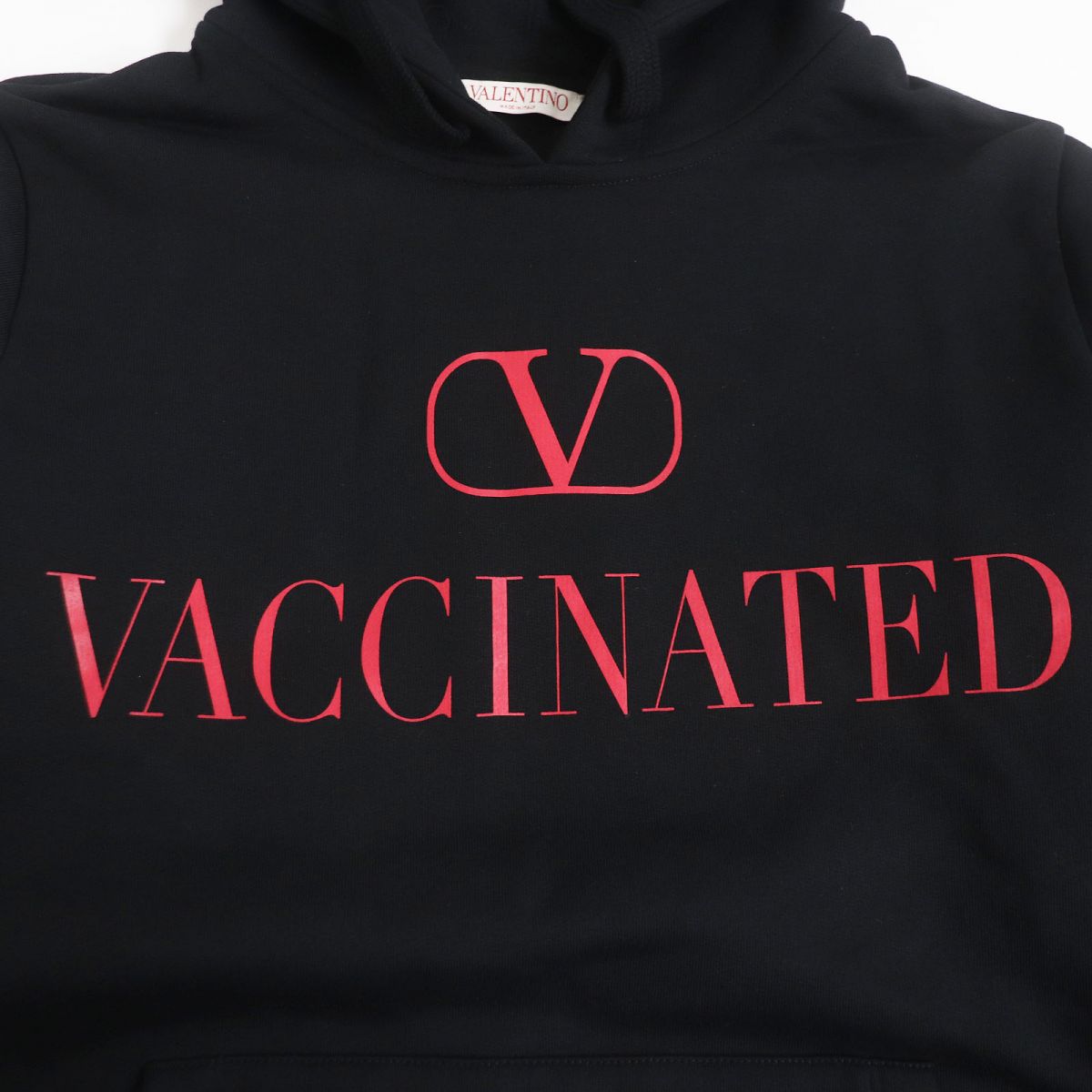 Valentino VACCINATED Logo Hoodie XS Black