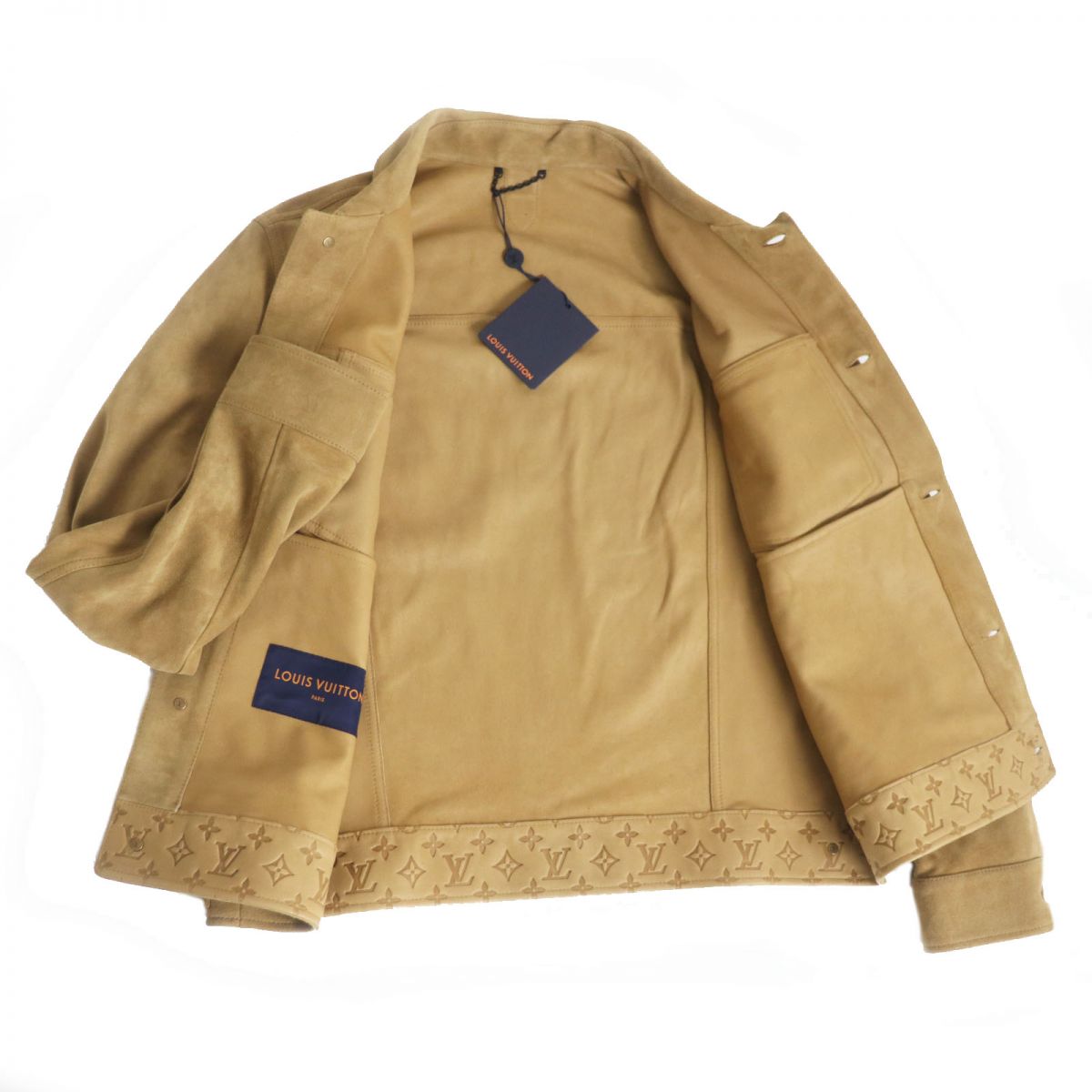 Louis Vuitton Monogram Suede Denim Jacket Beige