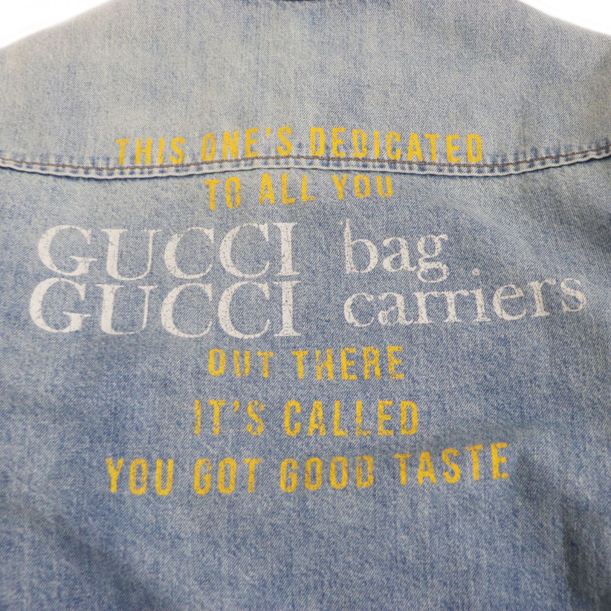 Gucci Denim Jacket Distressed Fleece Lining Blue 44