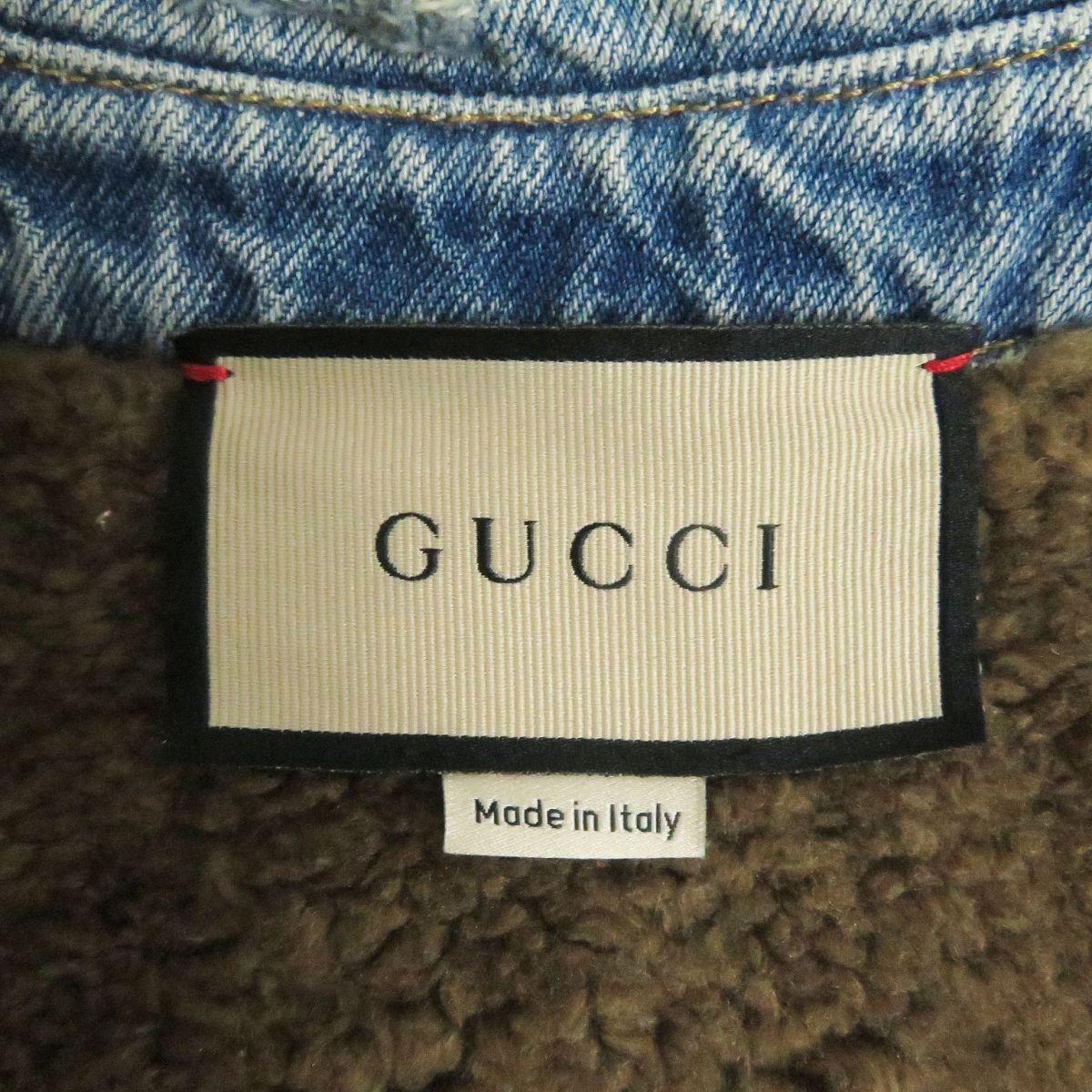 Gucci Denim Jacket Distressed Fleece Lining Blue 44