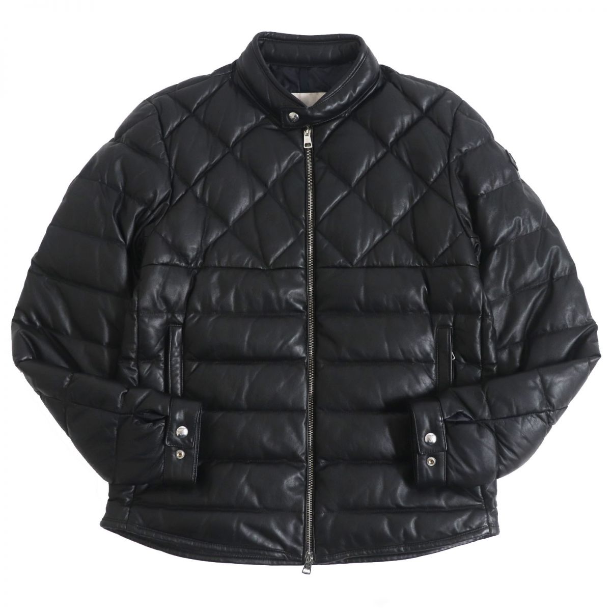 Moncler Lamb Leather Down Jacket Black Size 3