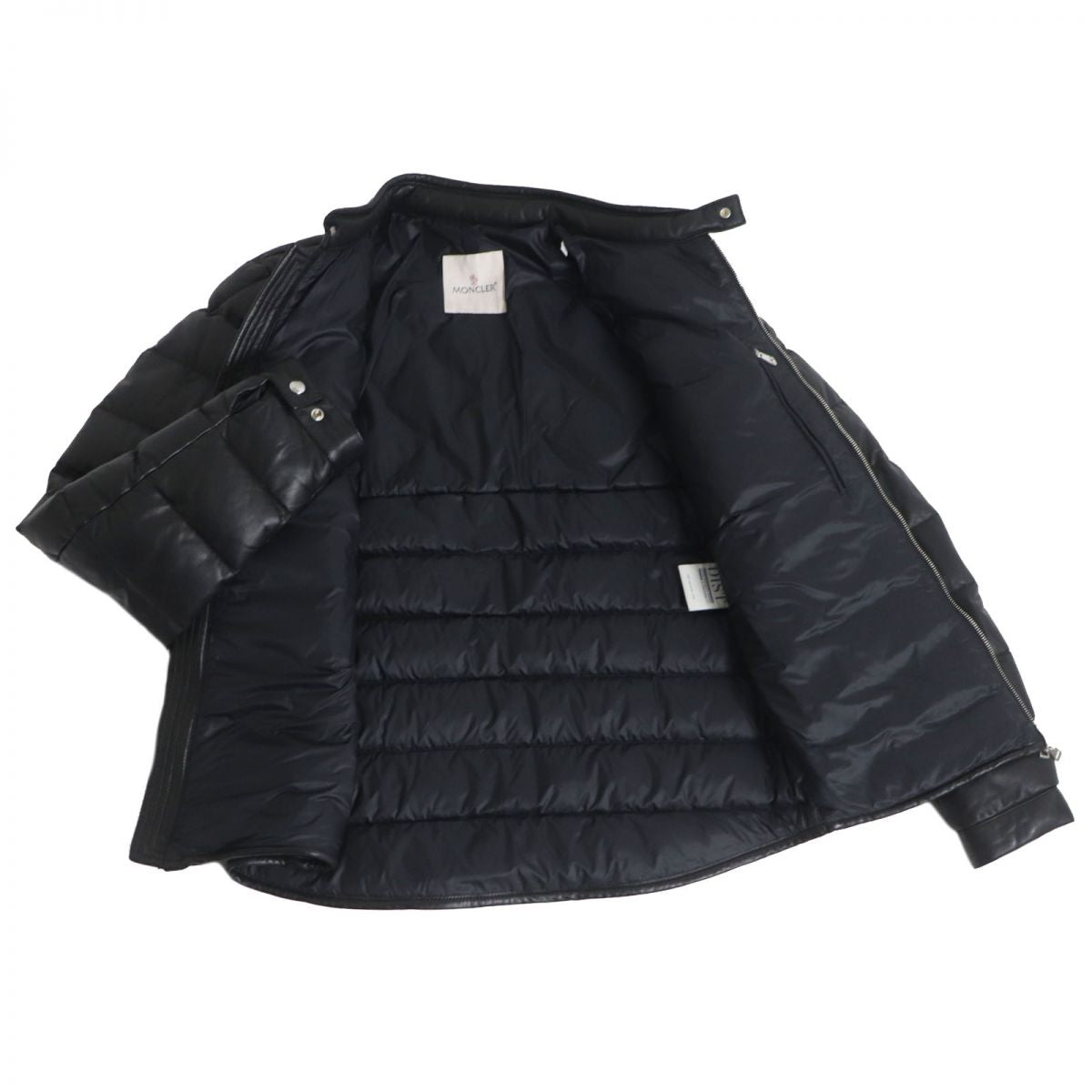 Moncler Lamb Leather Down Jacket Black Size 3