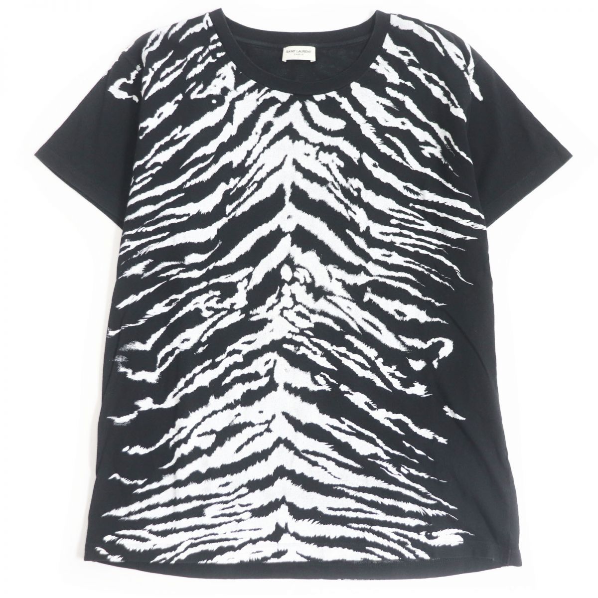 Saint Laurent Zebra Print Cotton T-Shirt Black S