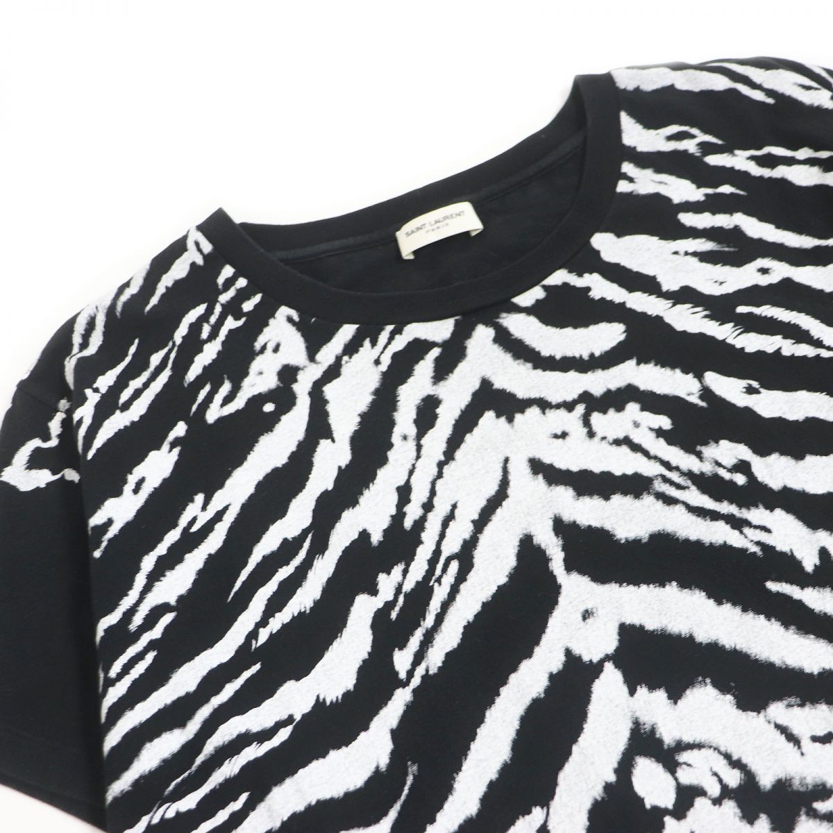 Saint Laurent Zebra Print Cotton T-Shirt Black S