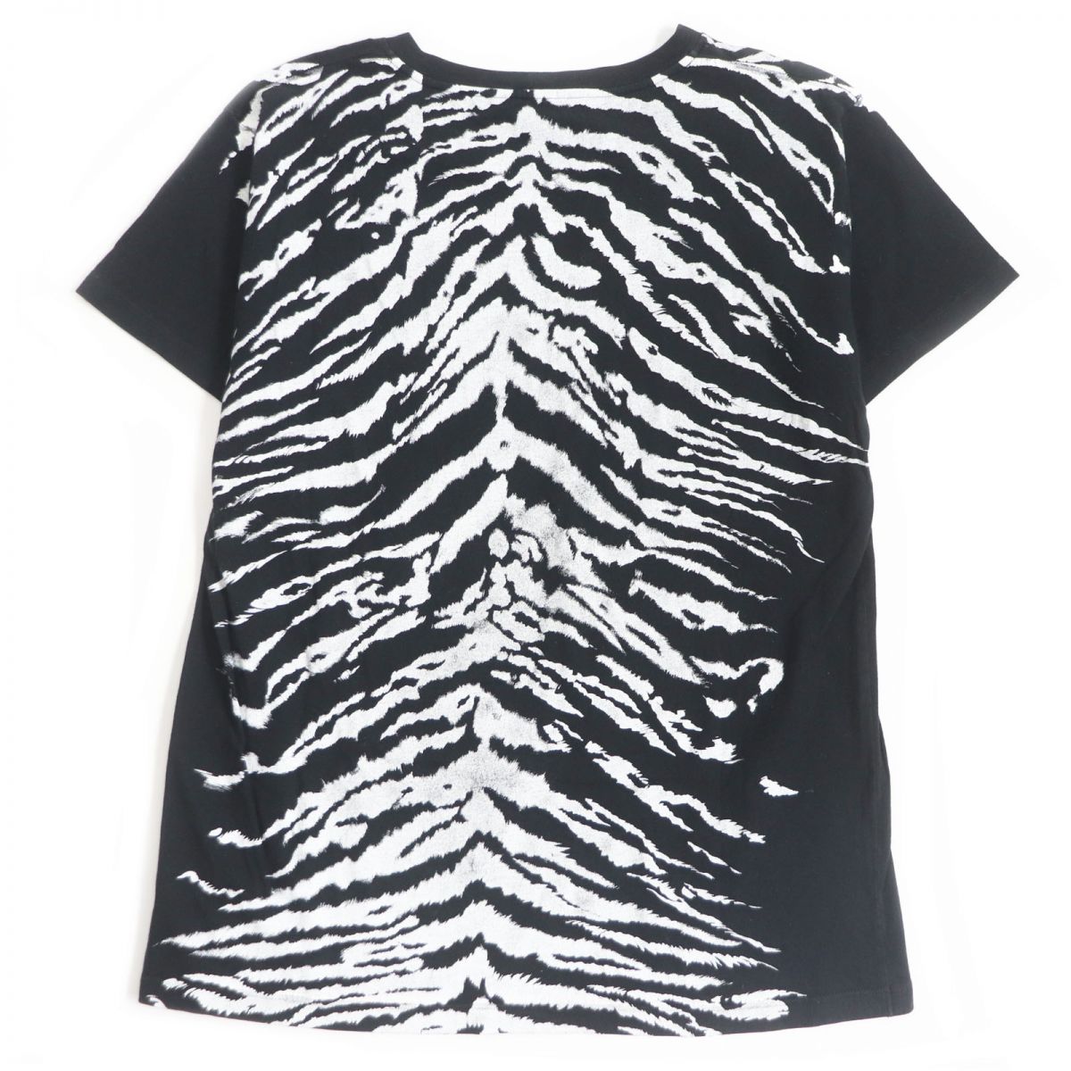 Saint Laurent Zebra Print Cotton T-Shirt Black S