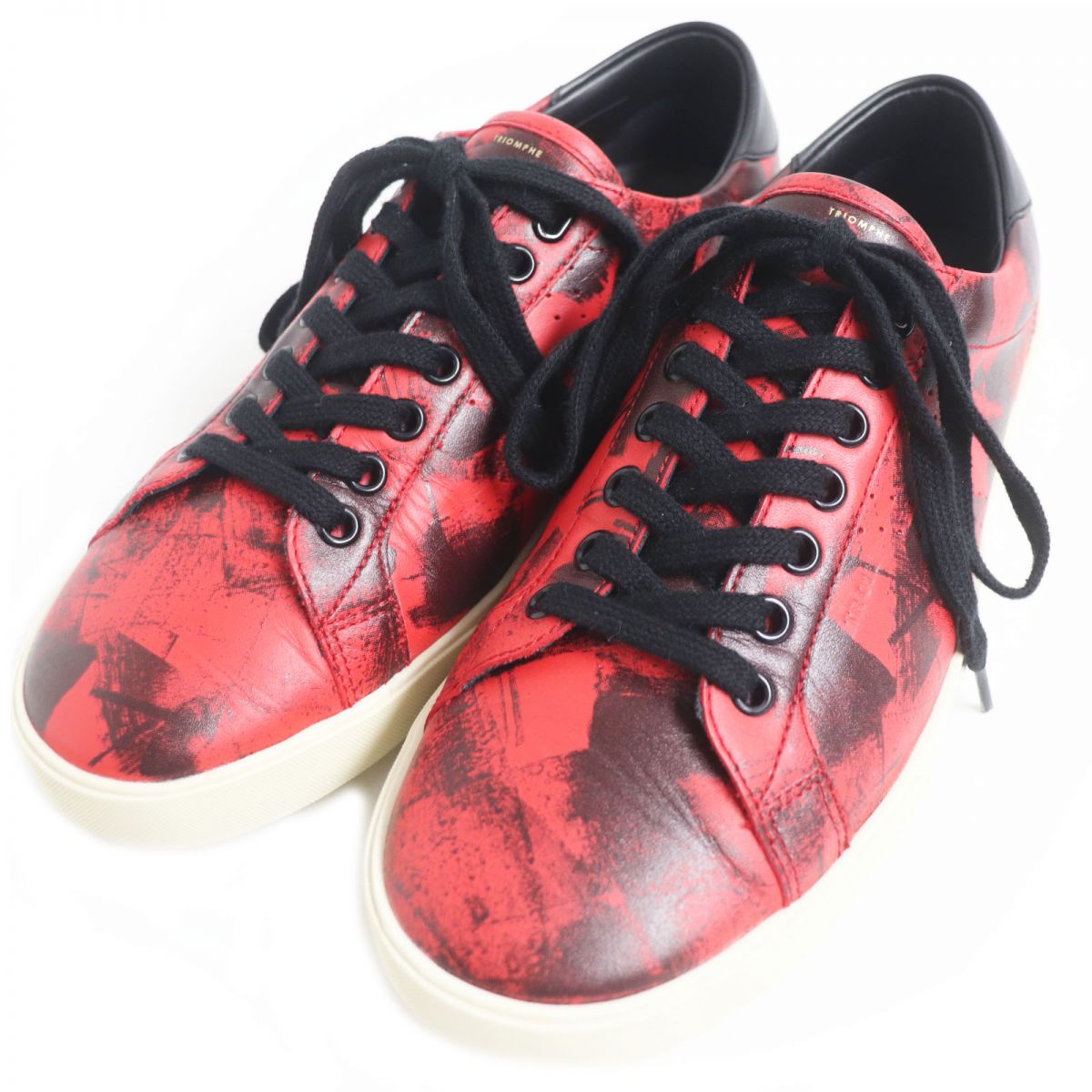 Celine TR01L Triomphe Leather Sneakers Red Black