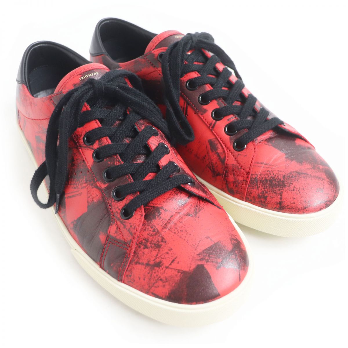 Celine TR01L Triomphe Leather Sneakers Red Black