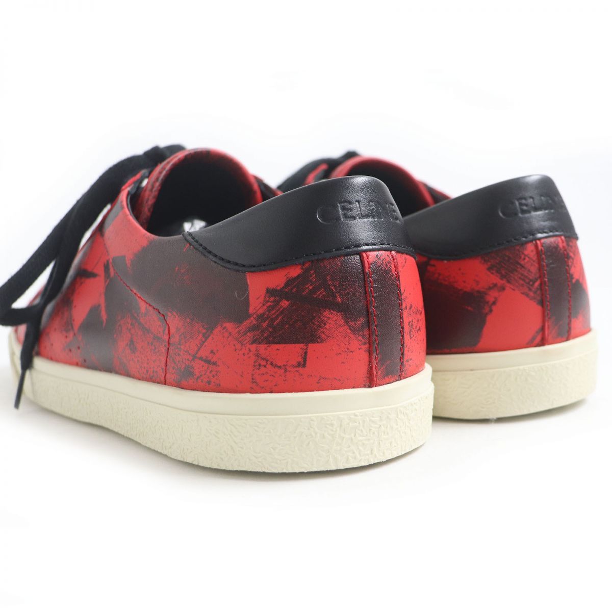 Celine TR01L Triomphe Leather Sneakers Red Black