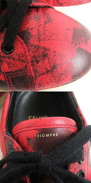 Celine TR01L Triomphe Leather Sneakers Red Black