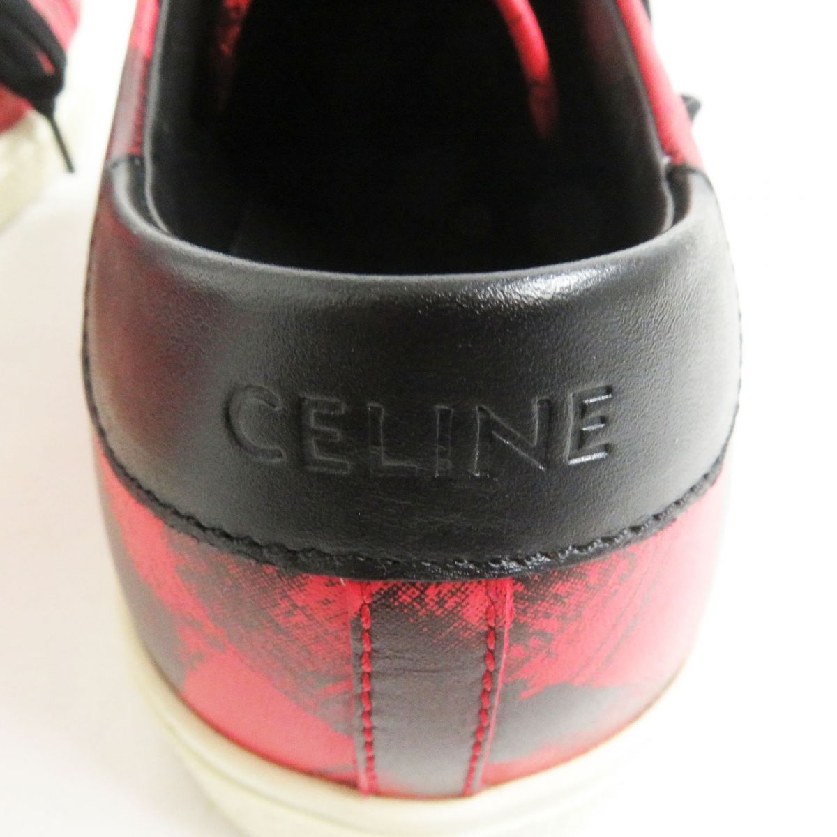 Celine TR01L Triomphe Leather Sneakers Red Black