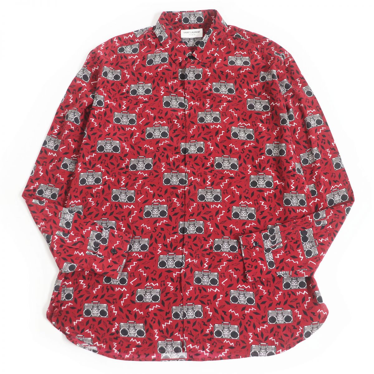 Saint Laurent Silk Long Sleeve Shirt Red