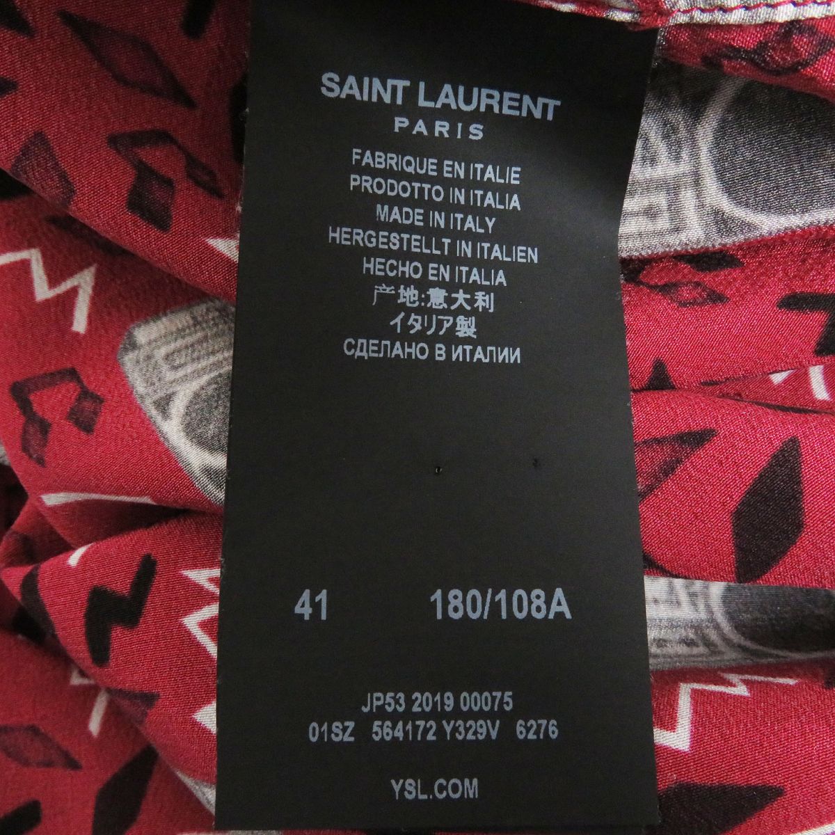 Saint Laurent Silk Long Sleeve Shirt Red