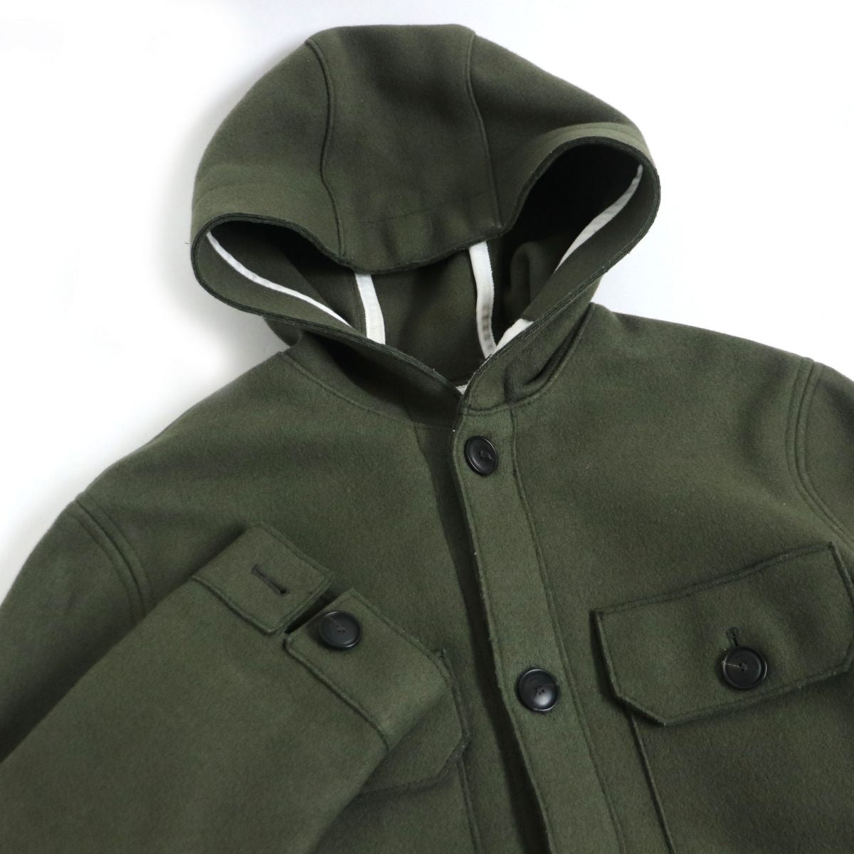 Armani Logo Button Hooded CPO Jacket Khaki