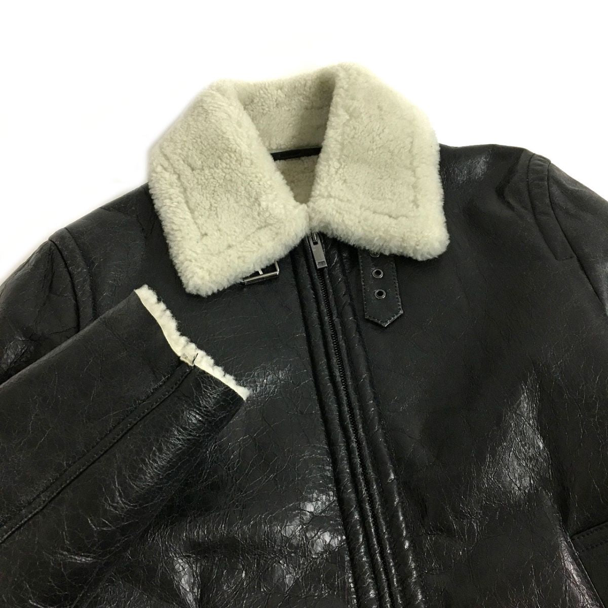 Valentino VLTN Logo Shearling Flight Jacket Black