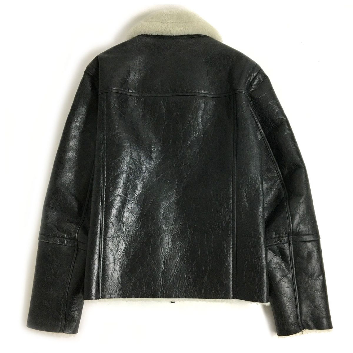 Valentino VLTN Logo Shearling Flight Jacket Black