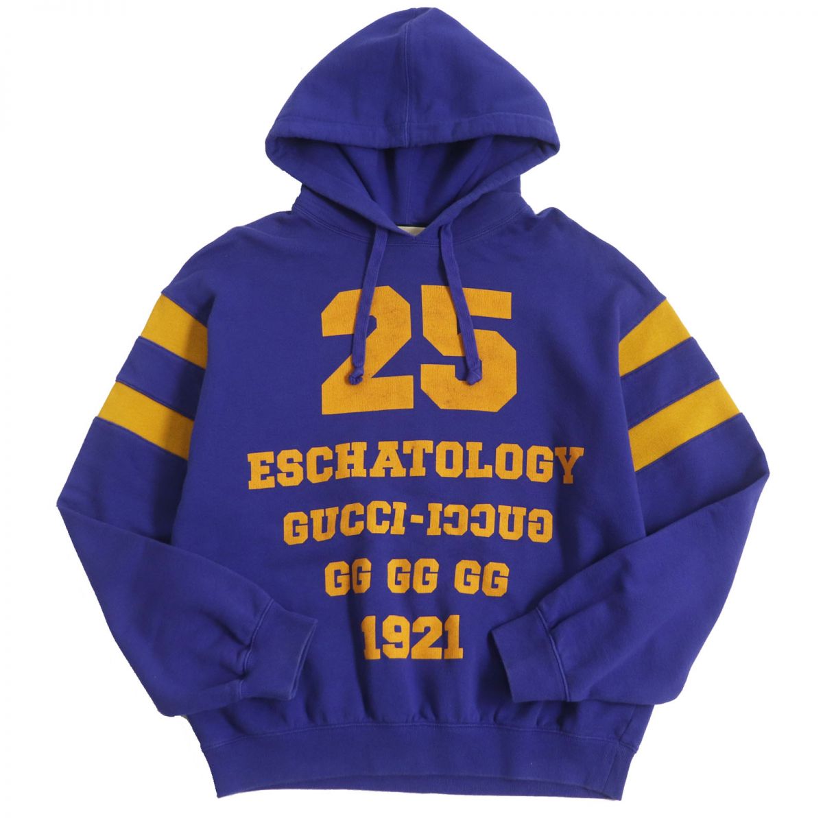 Gucci Cotton College Logo Pullover Hoodie Blue S