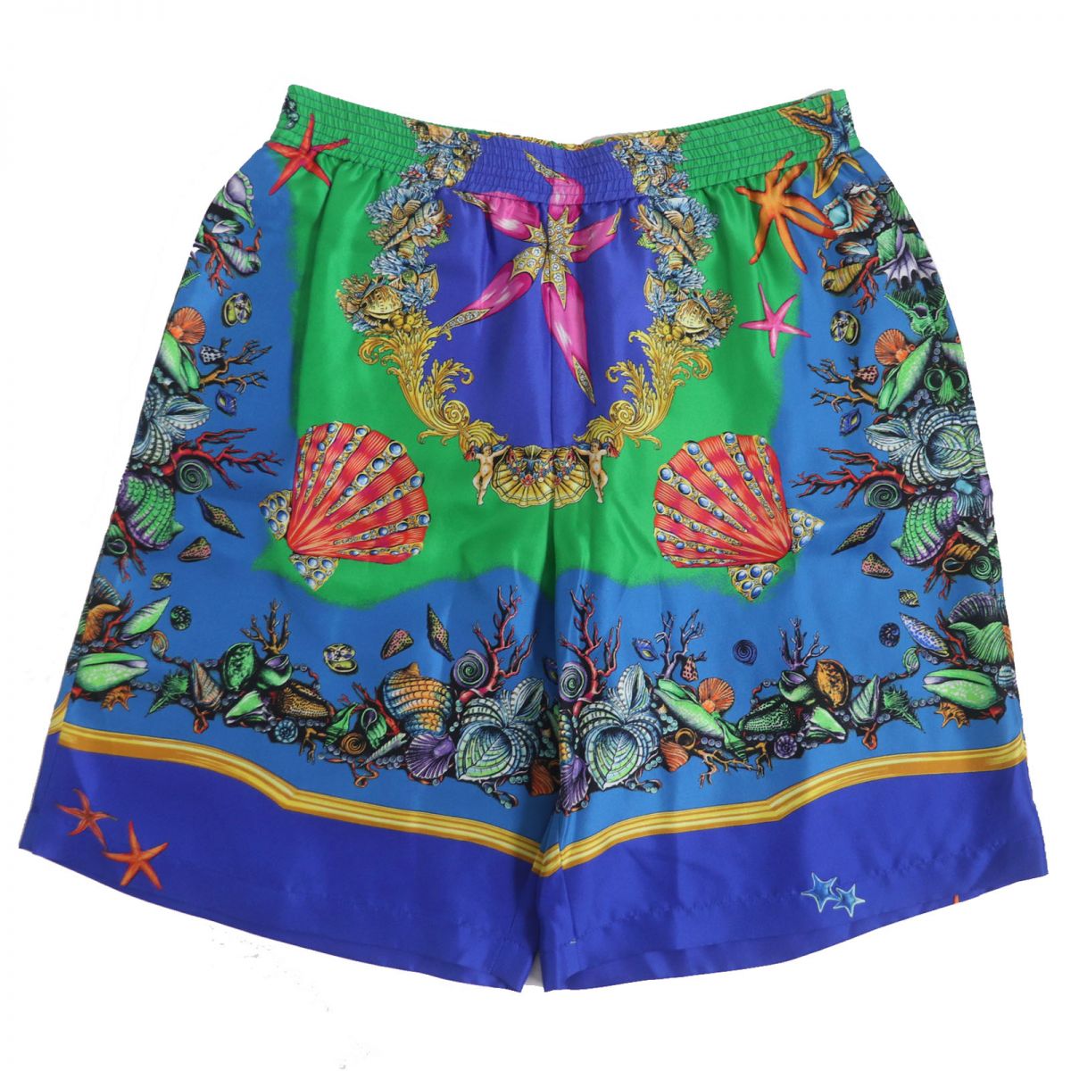 Versace Silk Shorts Tresor de la Mer Blue