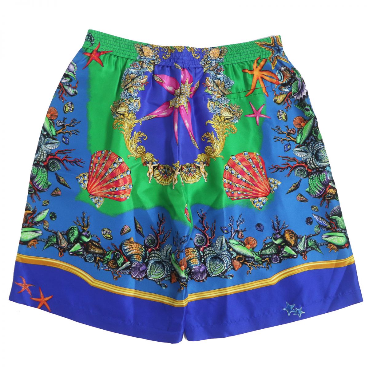 Versace Silk Shorts Tresor de la Mer Blue