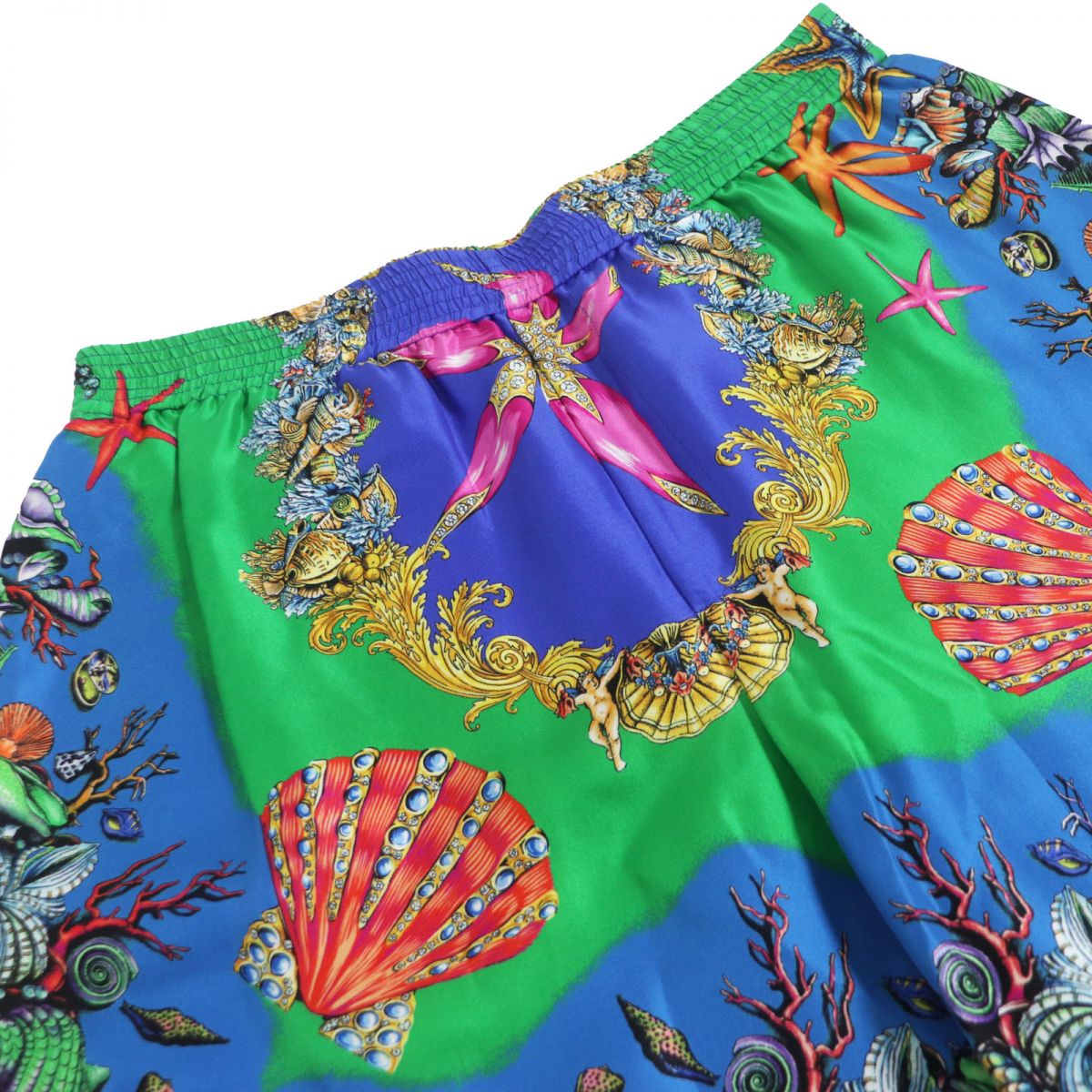 Versace Silk Shorts Tresor de la Mer Blue