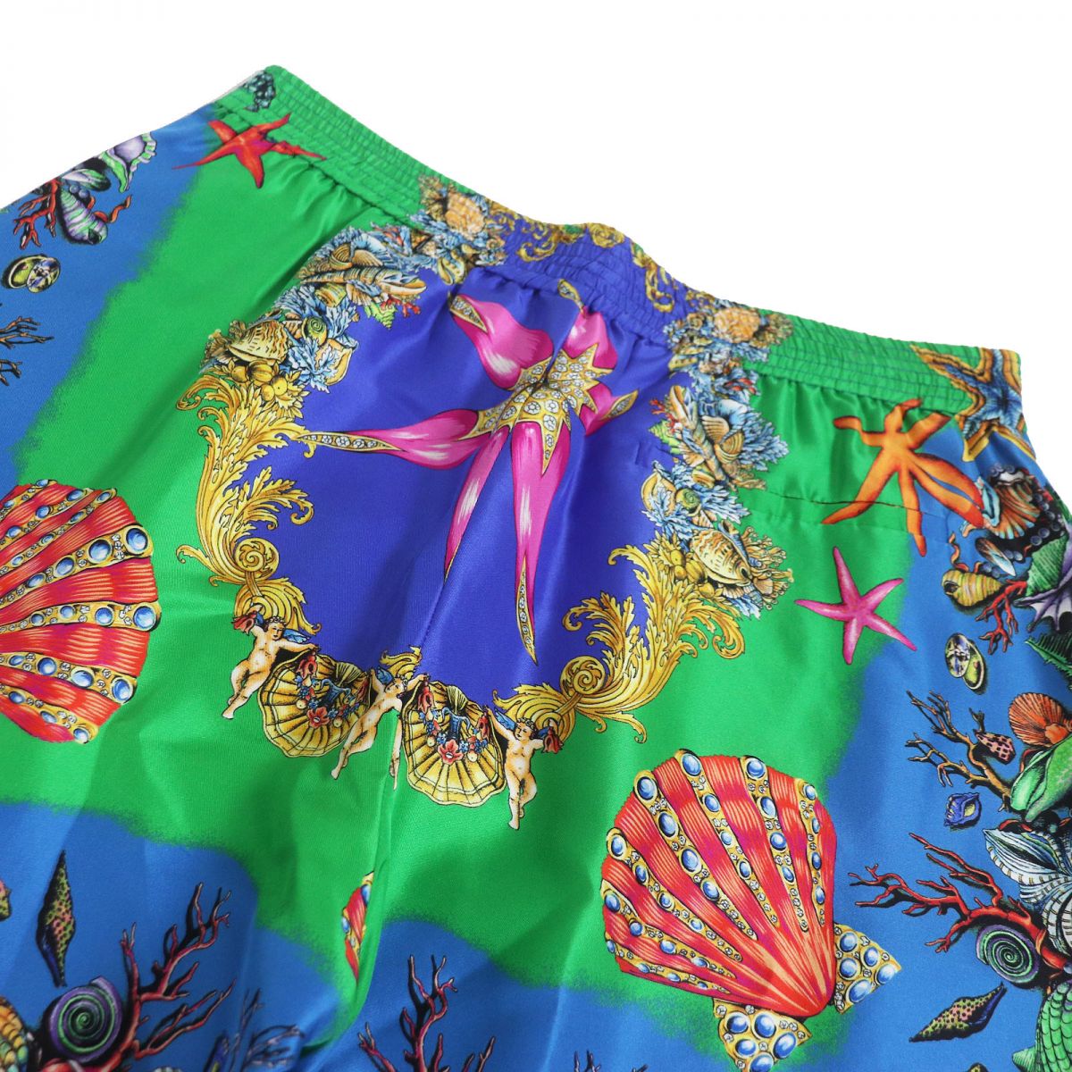 Versace Silk Shorts Tresor de la Mer Blue