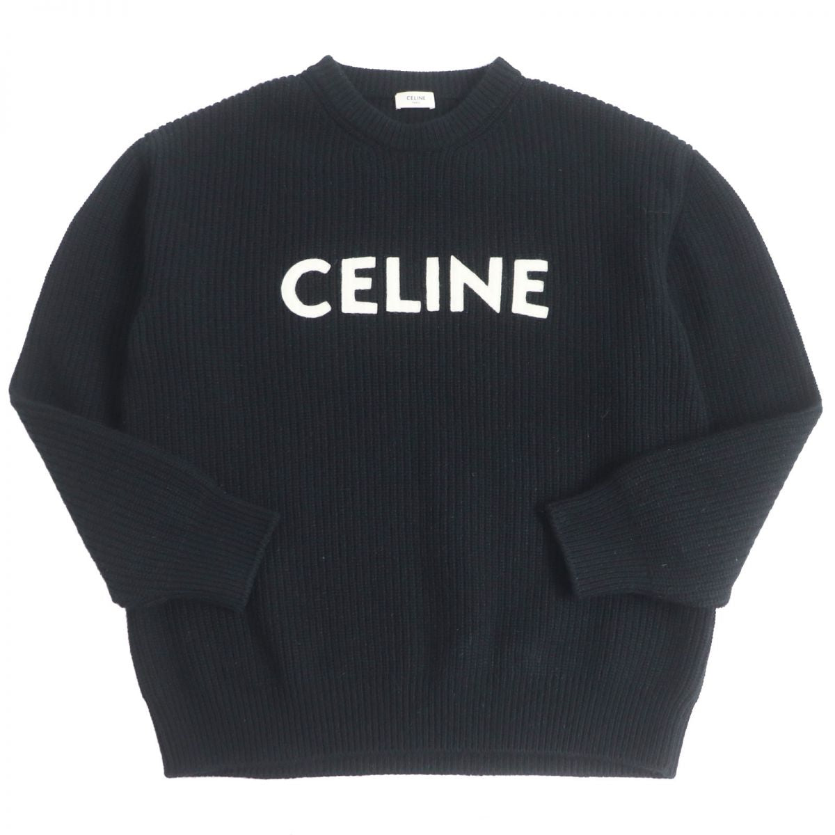 Celine Wool Angora Oversized Knit Sweater Black S