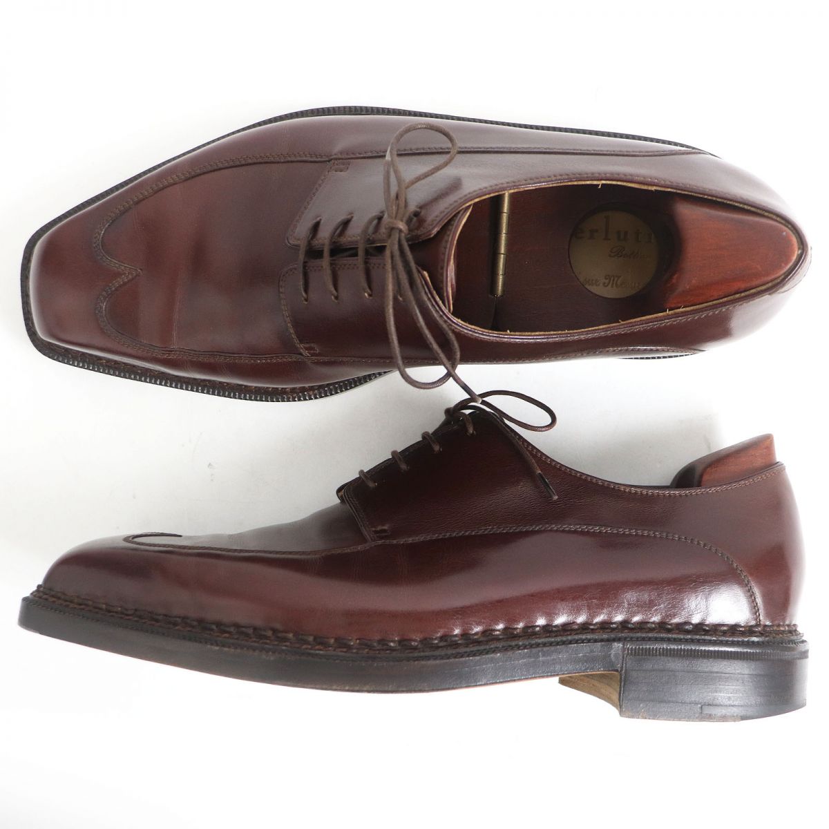 Berluti Leather Wingtip Square Toe Shoes