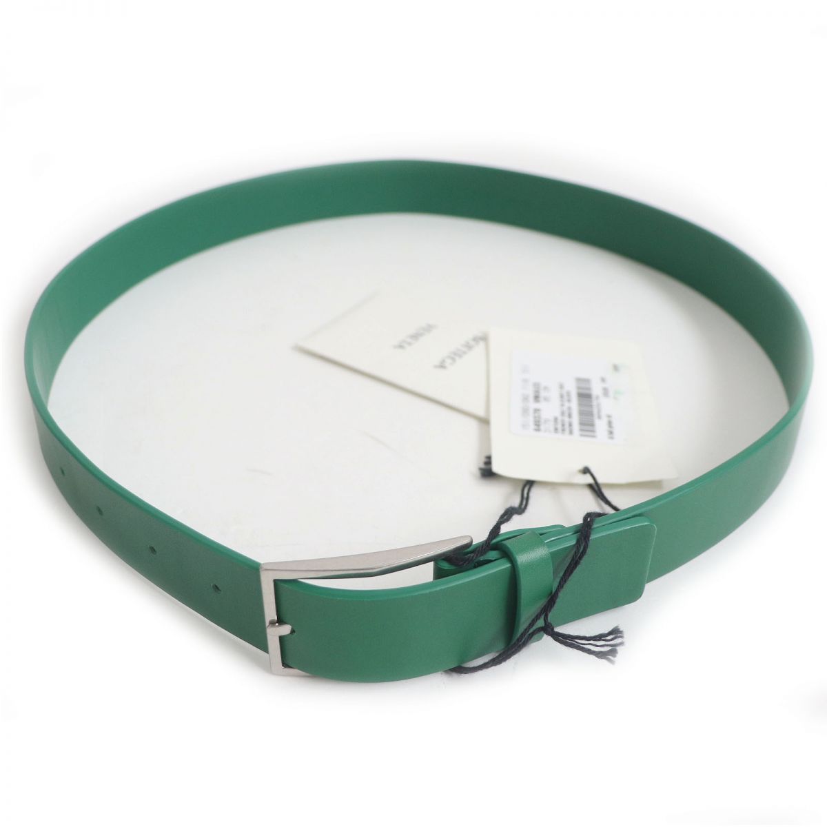 Bottega Veneta Leather Belt Silver Pin Buckle Green