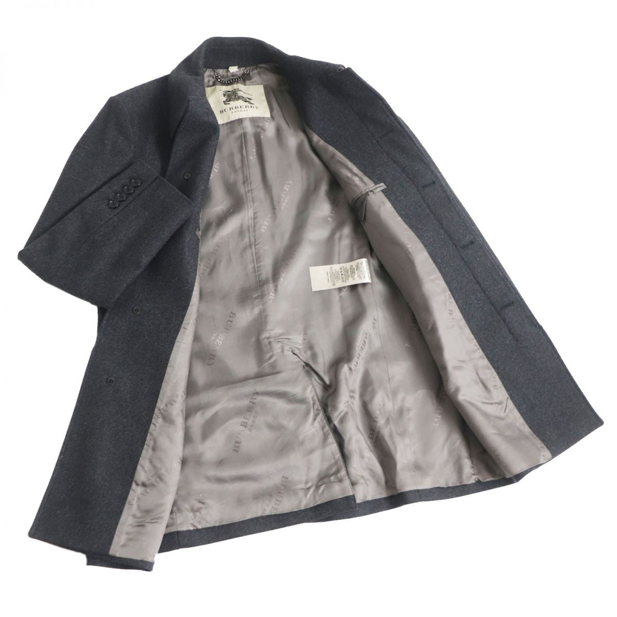 Burberry Wool Trench Coat Gray L Men's