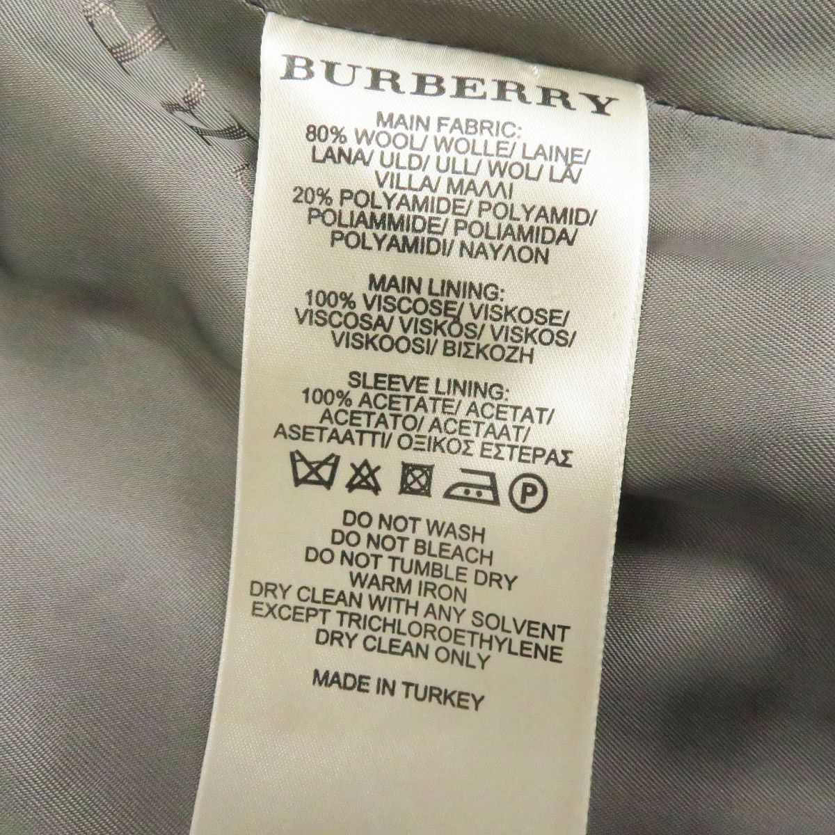 Burberry Wool Trench Coat Gray L Men's