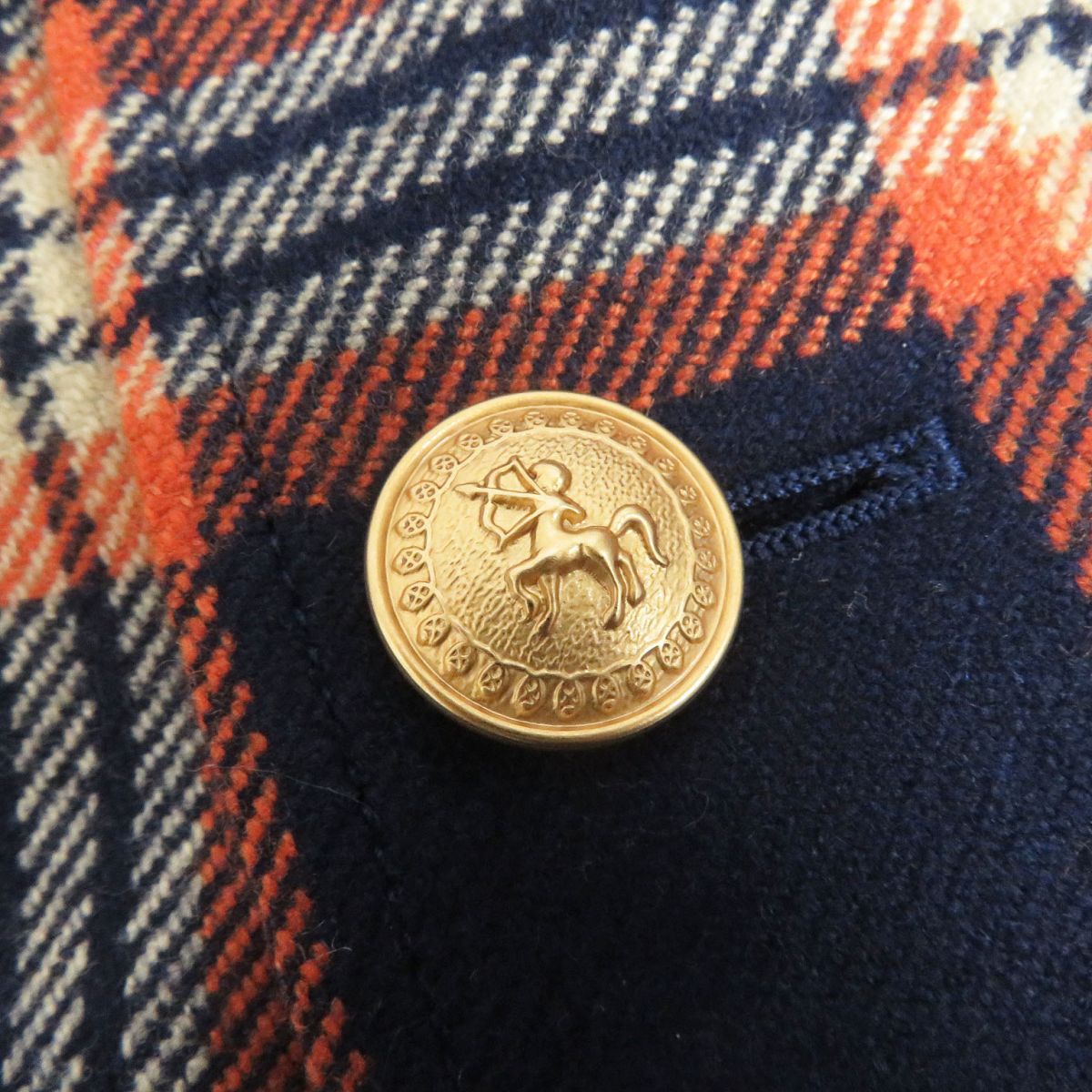 Gucci Cashmere Check Logo Gold Button Jacket