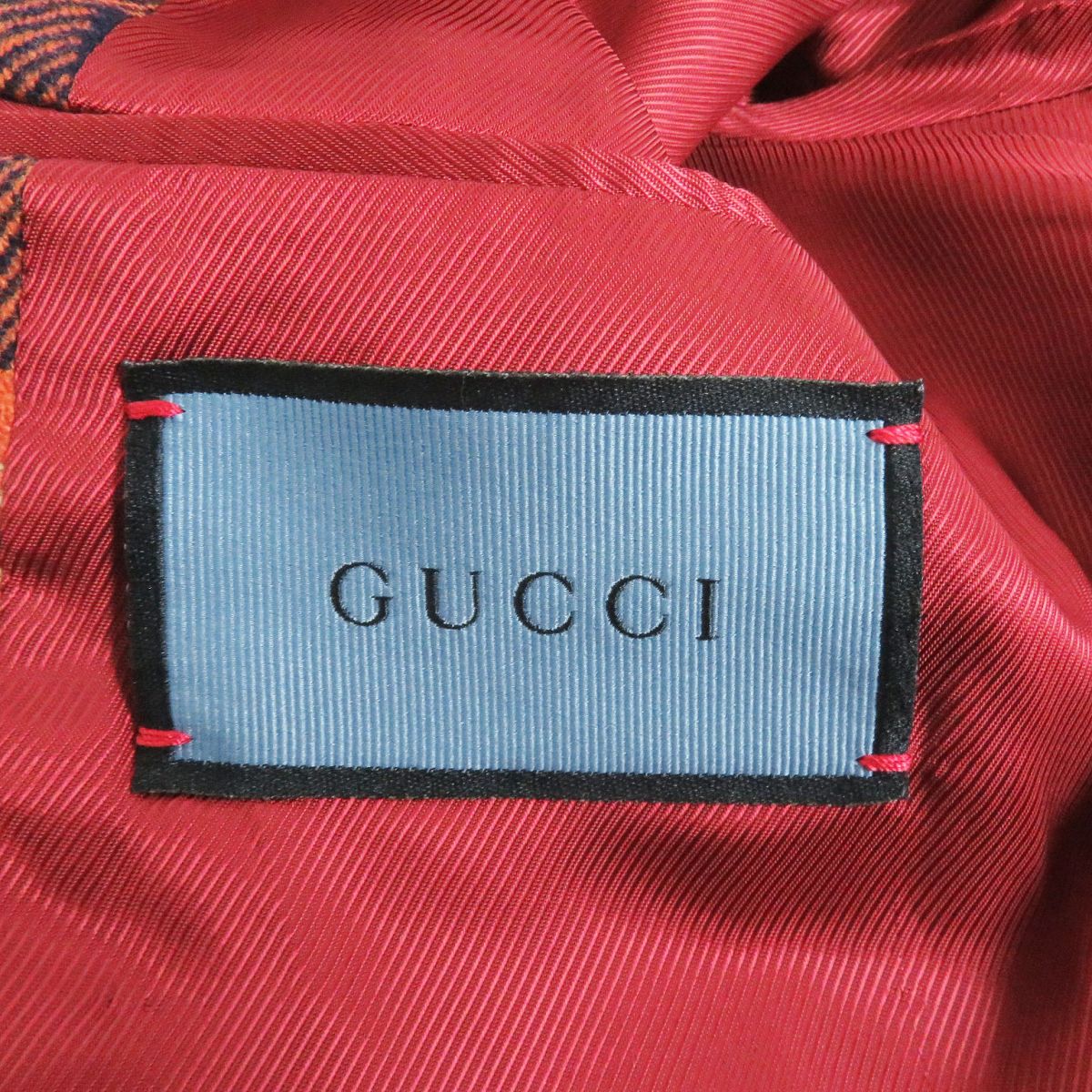 Gucci Cashmere Check Logo Gold Button Jacket