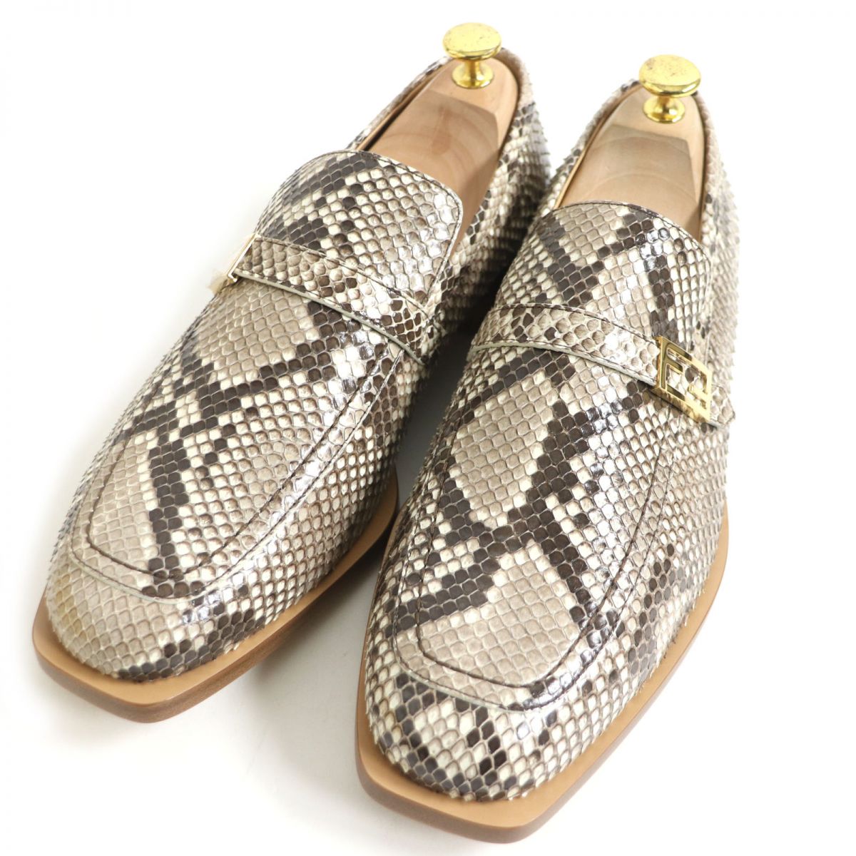 Fendi Python Leather Loafers Brown 9