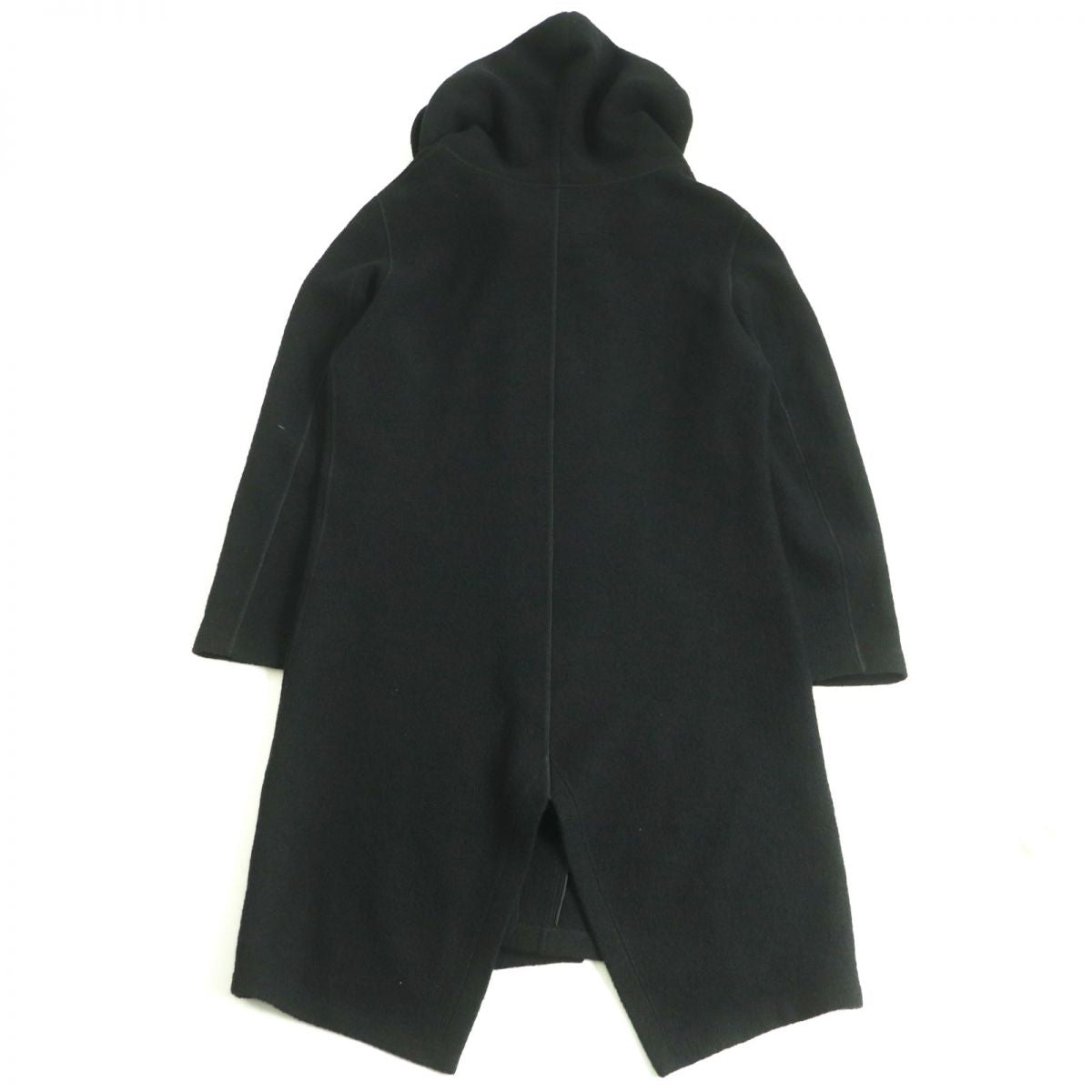 Emporio Armani Wool Hooded Zip-Up Coat Black L