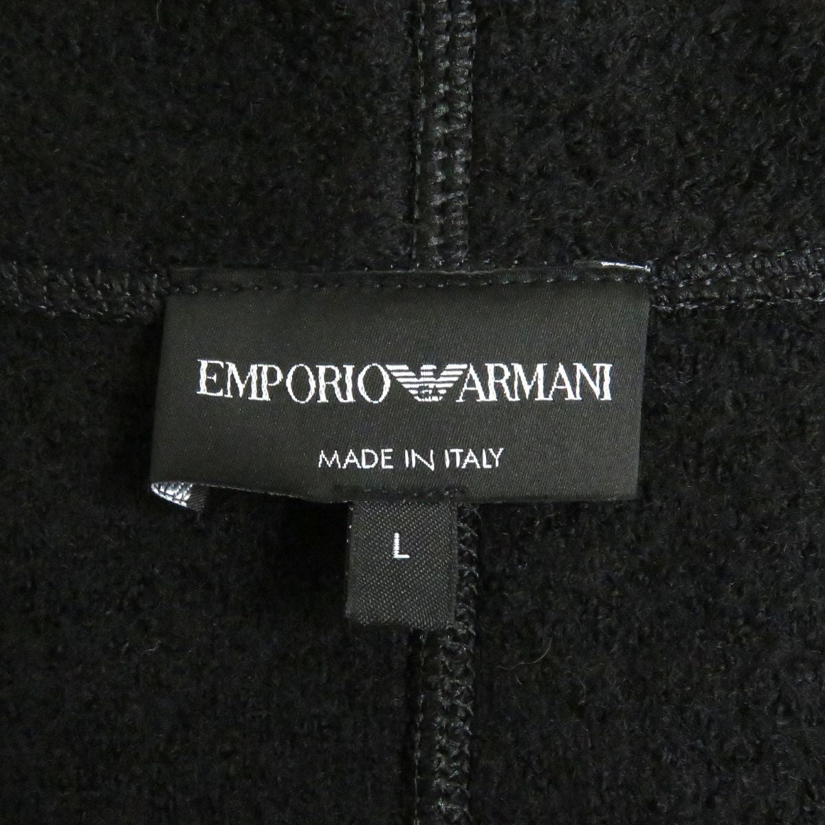 Emporio Armani Wool Hooded Zip-Up Coat Black L