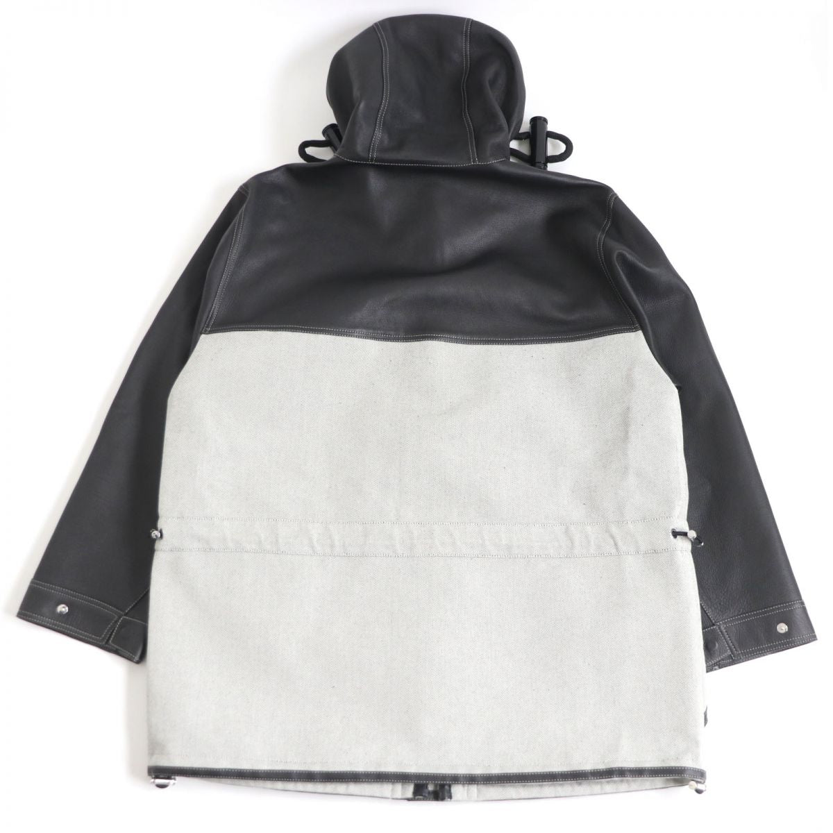 Burberry Leather Canvas Hooded Jacket Black