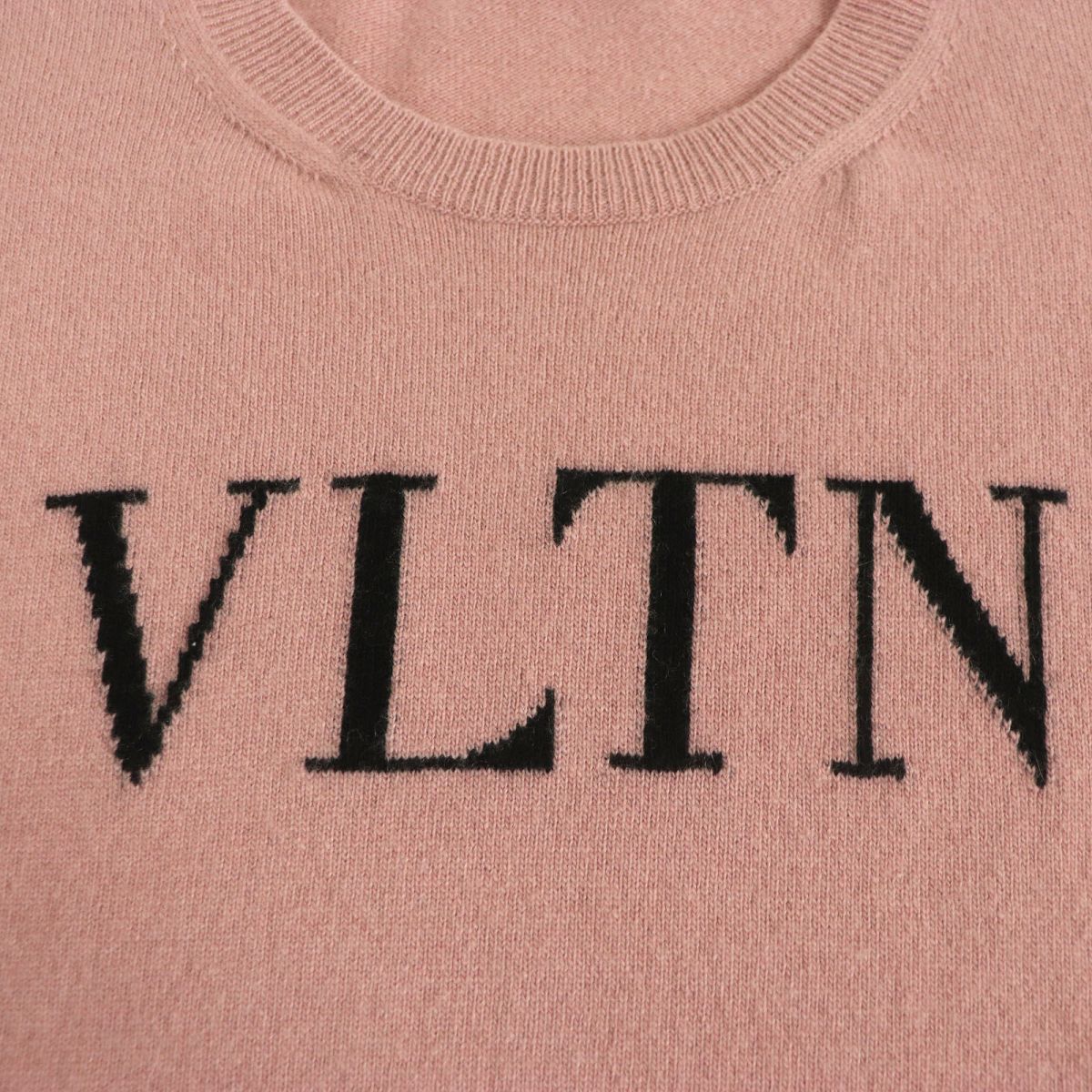 Valentino Wool Cashmere VLTN Logo Sweater Pink M