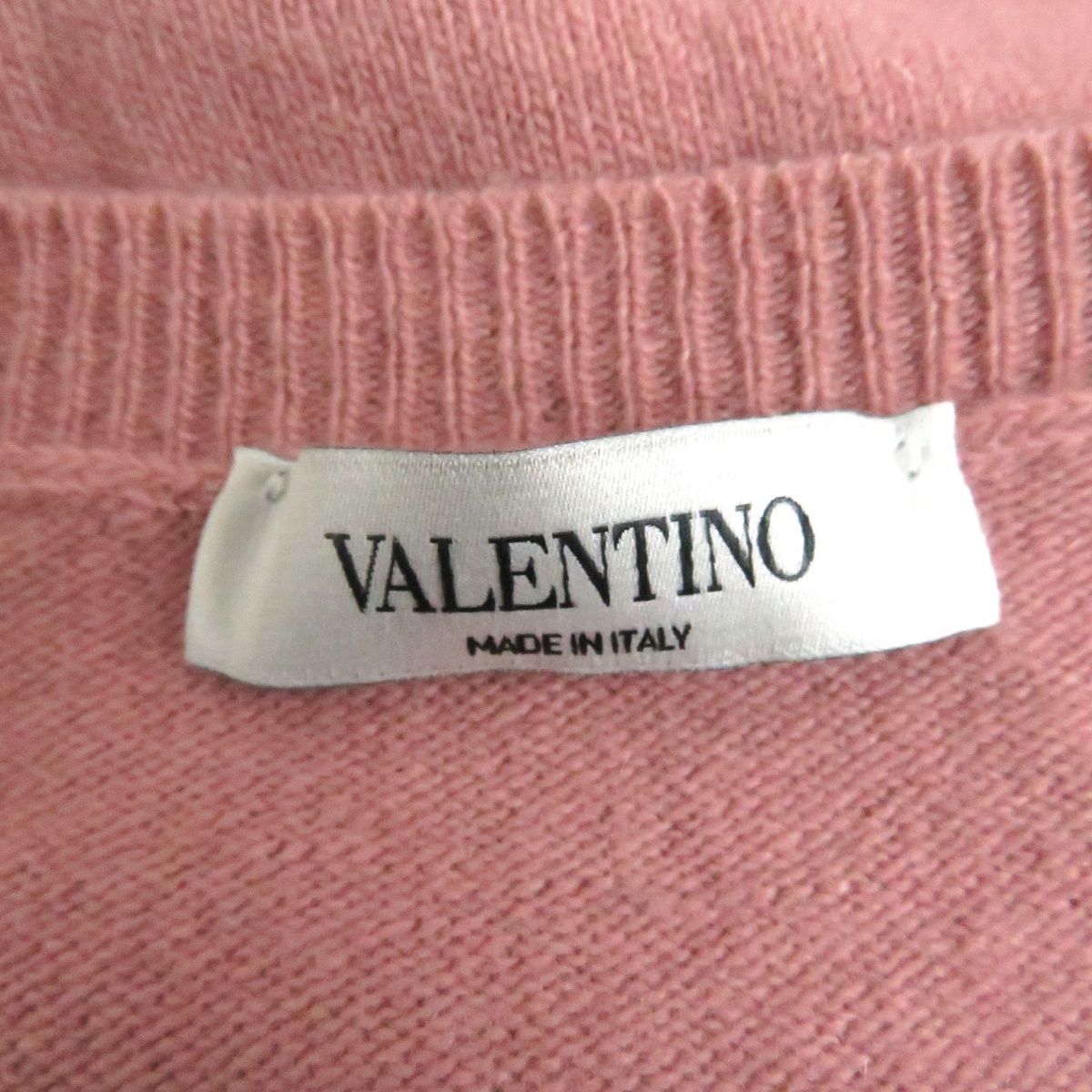 Valentino Wool Cashmere VLTN Logo Sweater Pink M