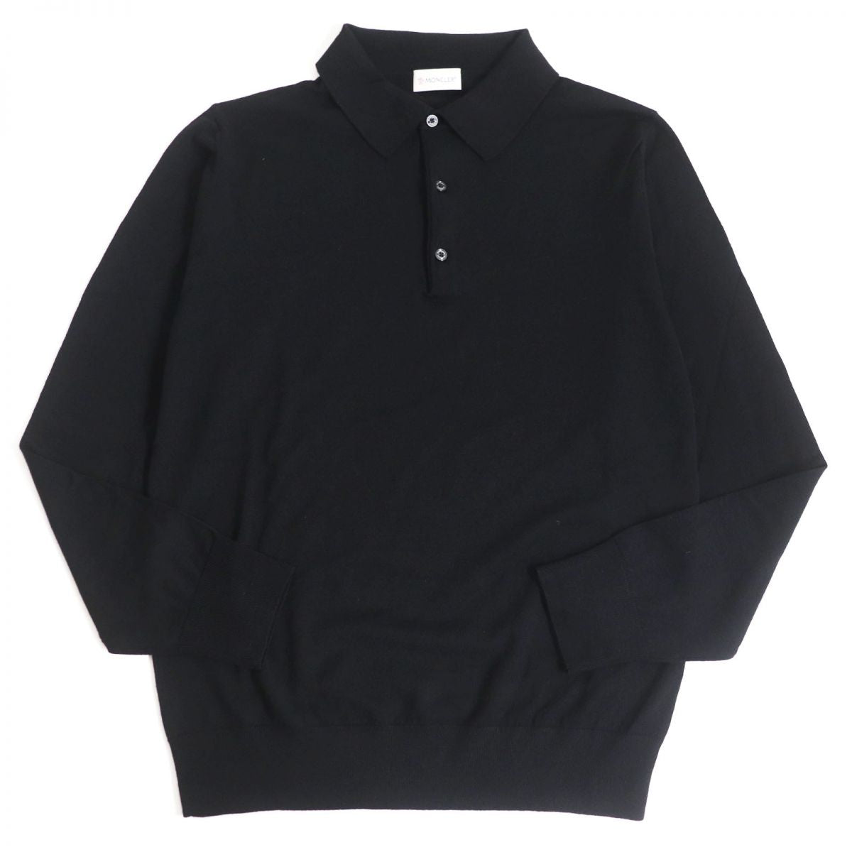 Moncler Wool Long Sleeve Knit Polo Shirt L