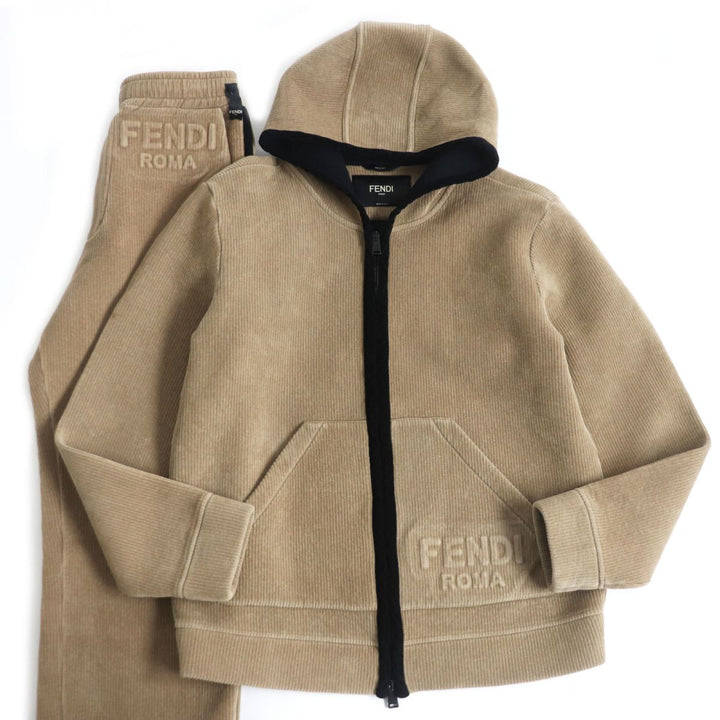 Fendi Corduroy Hoodie Jogger Set Beige 46