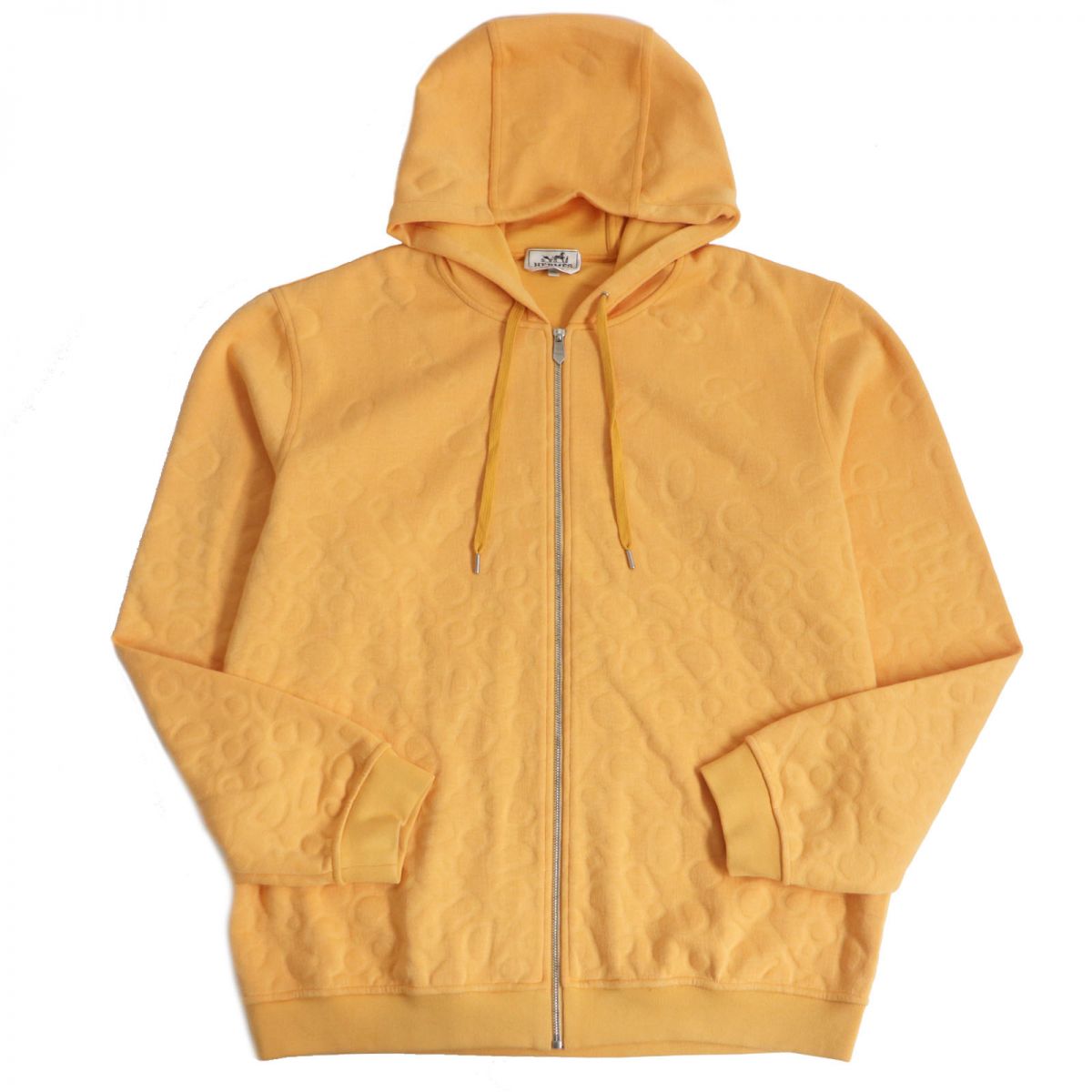 Hermes XXL Orange Embossed Zip Hoodie