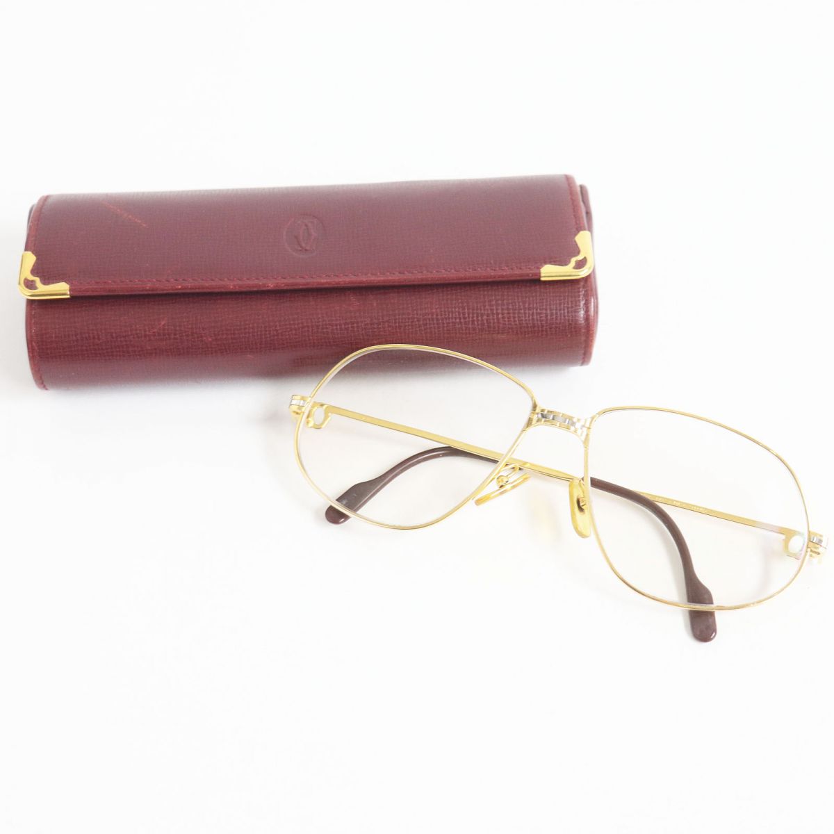 Cartier Maillon Panthere Teardrop Glasses Gold Bordeaux