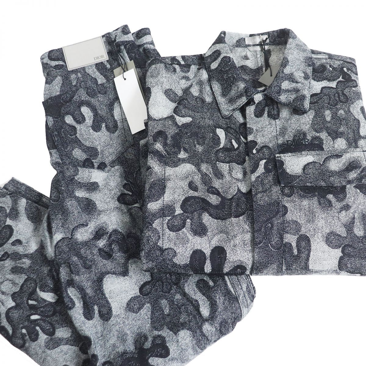 Dior Camouflage Denim Jacket/Pants Set Gray